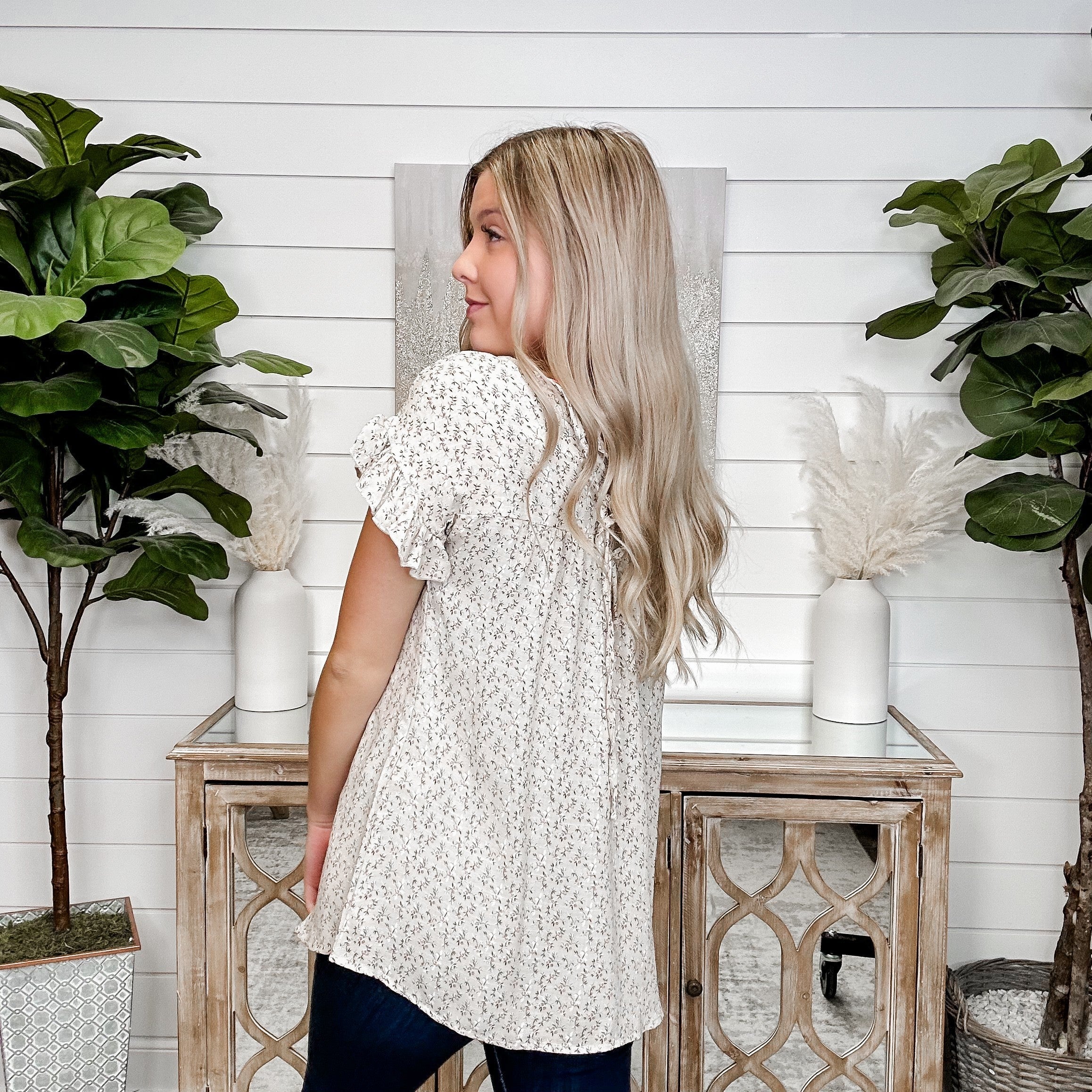 Sit By Me Lightweight Short Sleeve Taupe Top - Image 2