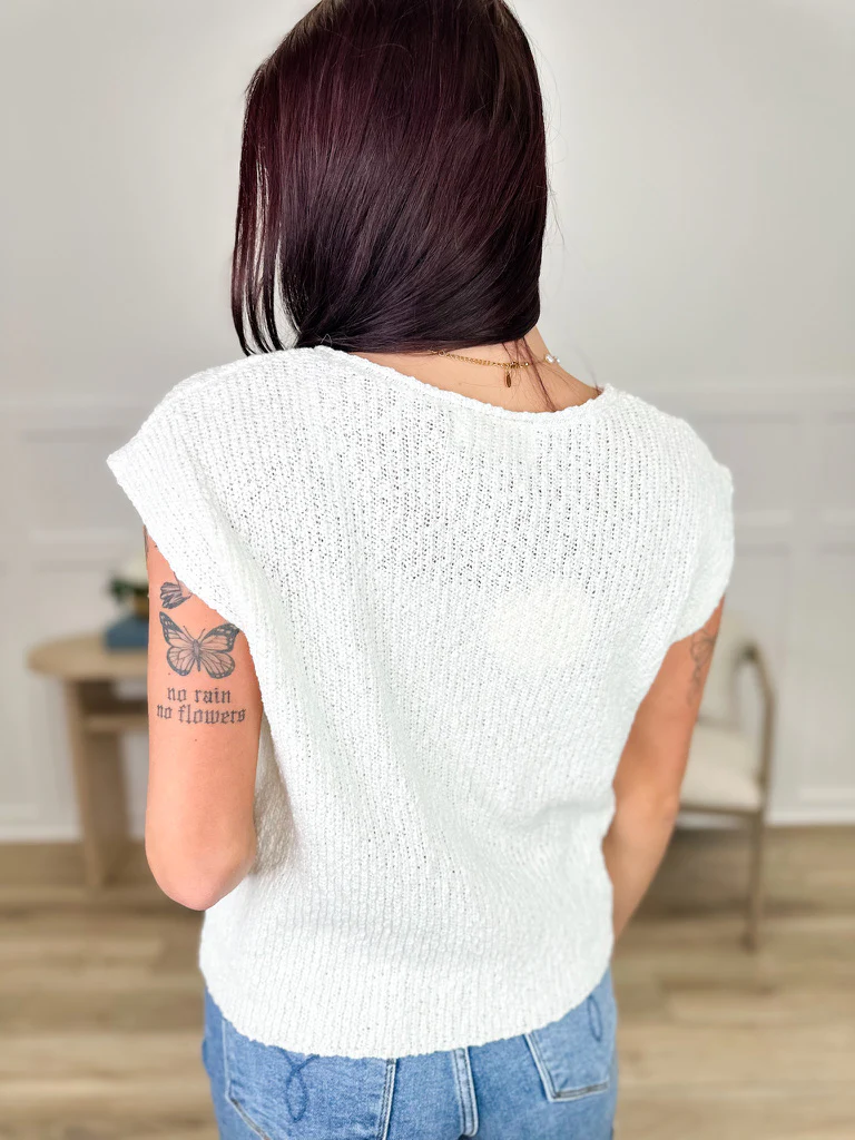Sitting Lakeside Cotton Short Sleeve Avery Mae Sweater Top - Multiple Colors - Image 2