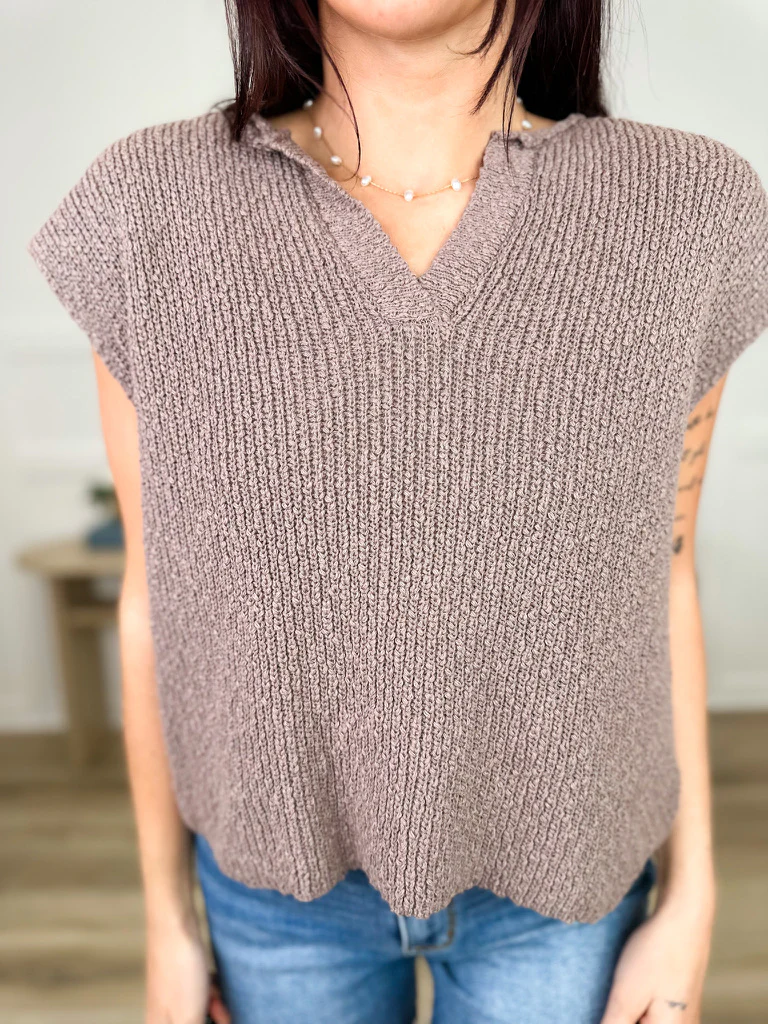Sitting Lakeside Cotton Short Sleeve Avery Mae Sweater Top - Multiple Colors - Image 6