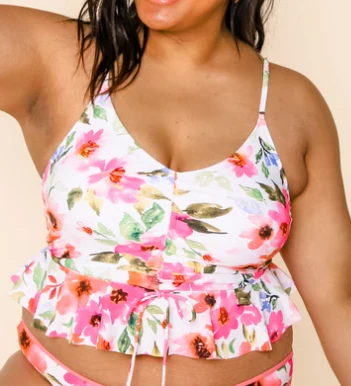 Coral Reef Smell the Flowers Scrunched Swim Top