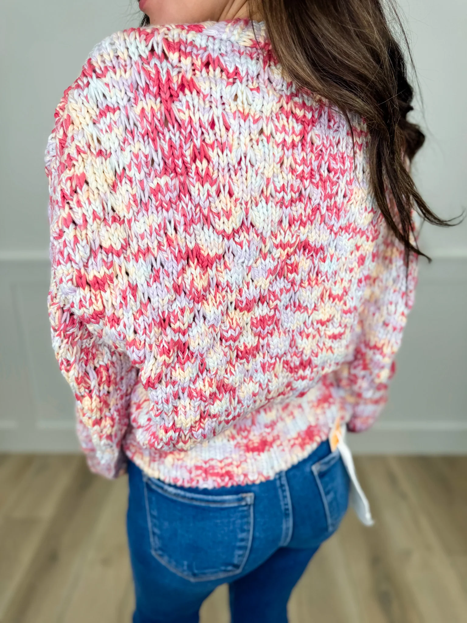 Smile More Knit Long Sleeve Pink Avery Mae Cardigan - Image 2