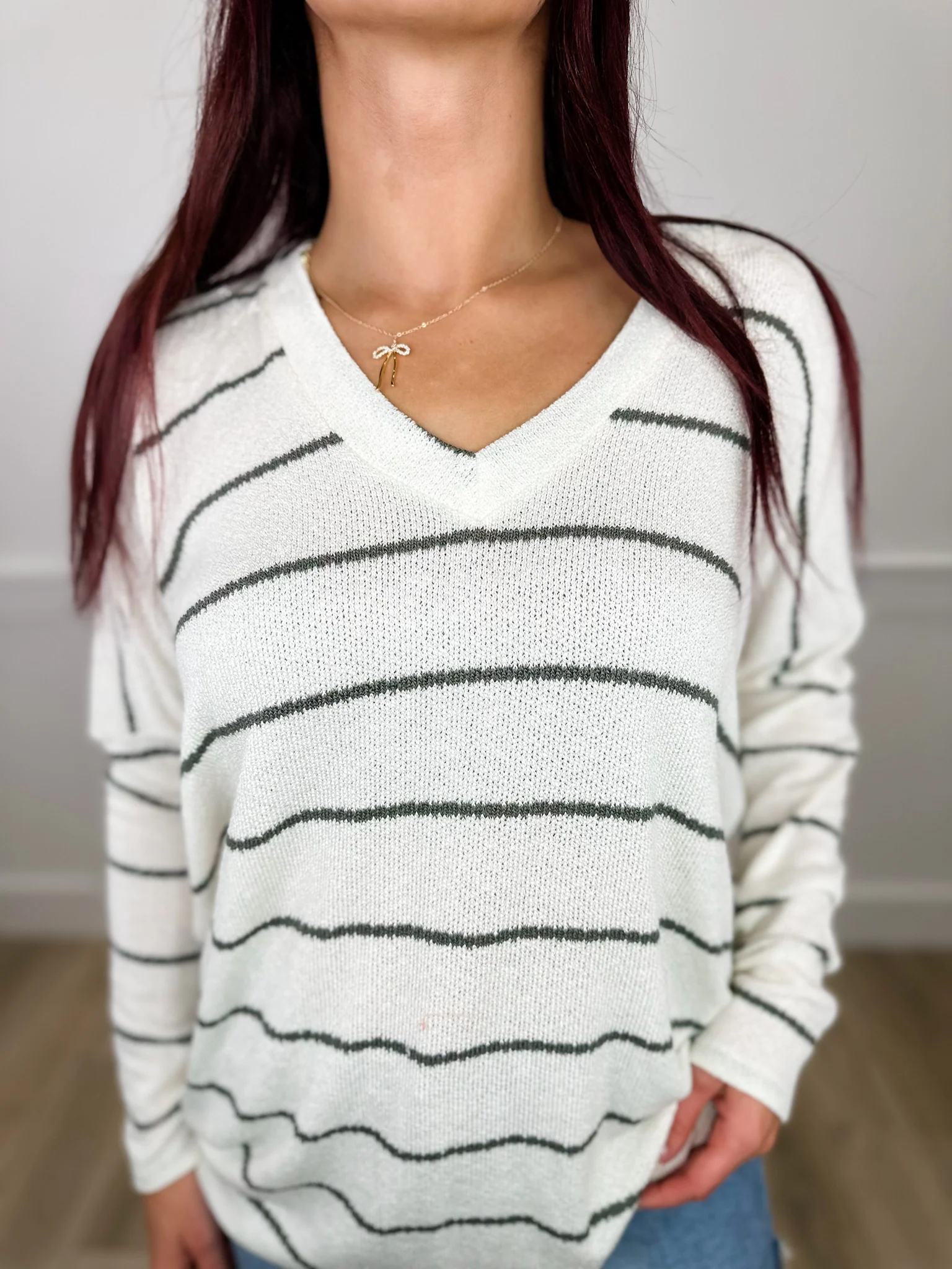 Soft Social Knit Long Sleeve Stripped Avery Mae Top - 2 colors! - Image 2
