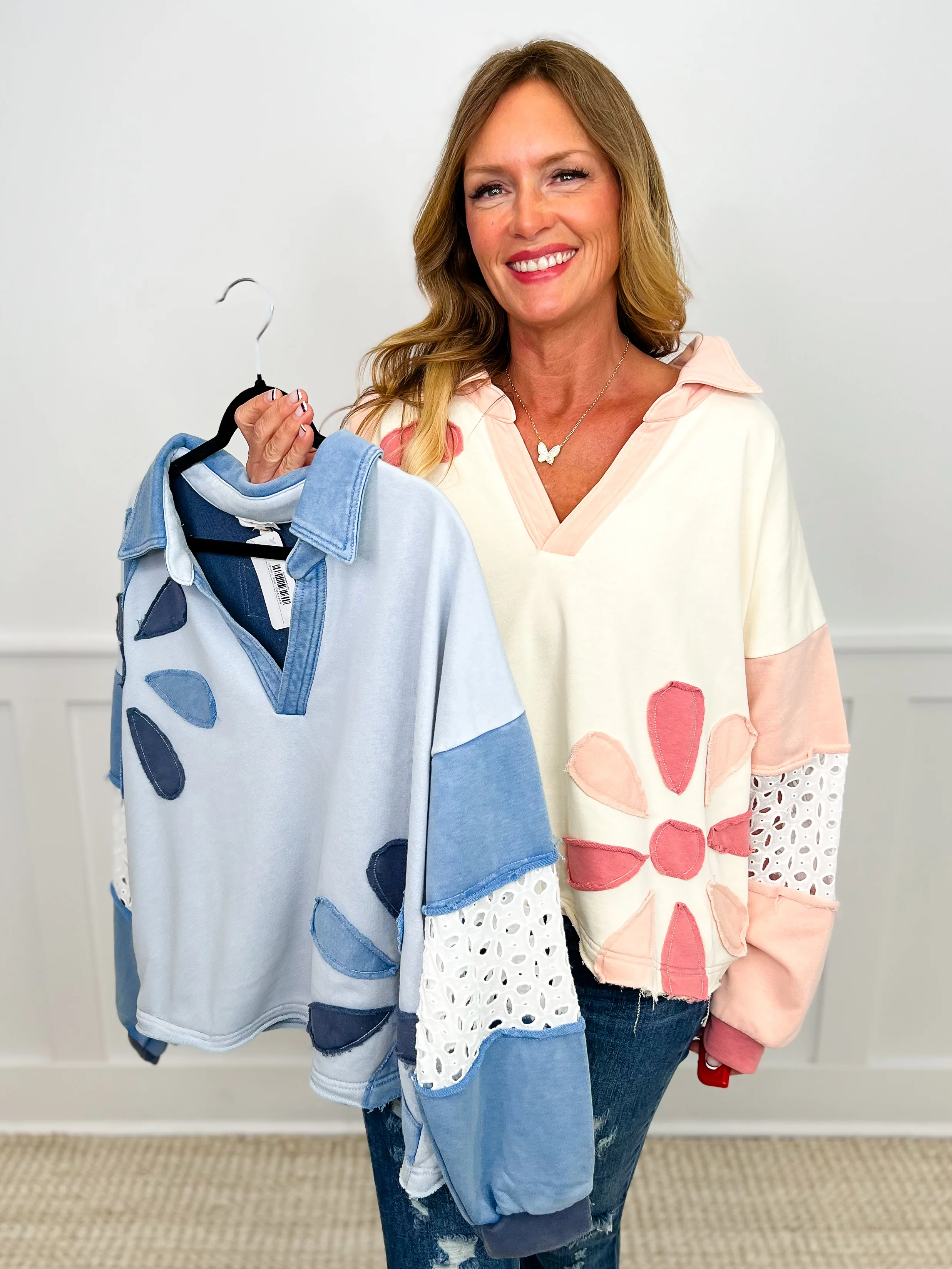Some Day Some Time Cotton Blend Long Sleeve Avery Mae Mom Cropped Top - 2 colors!