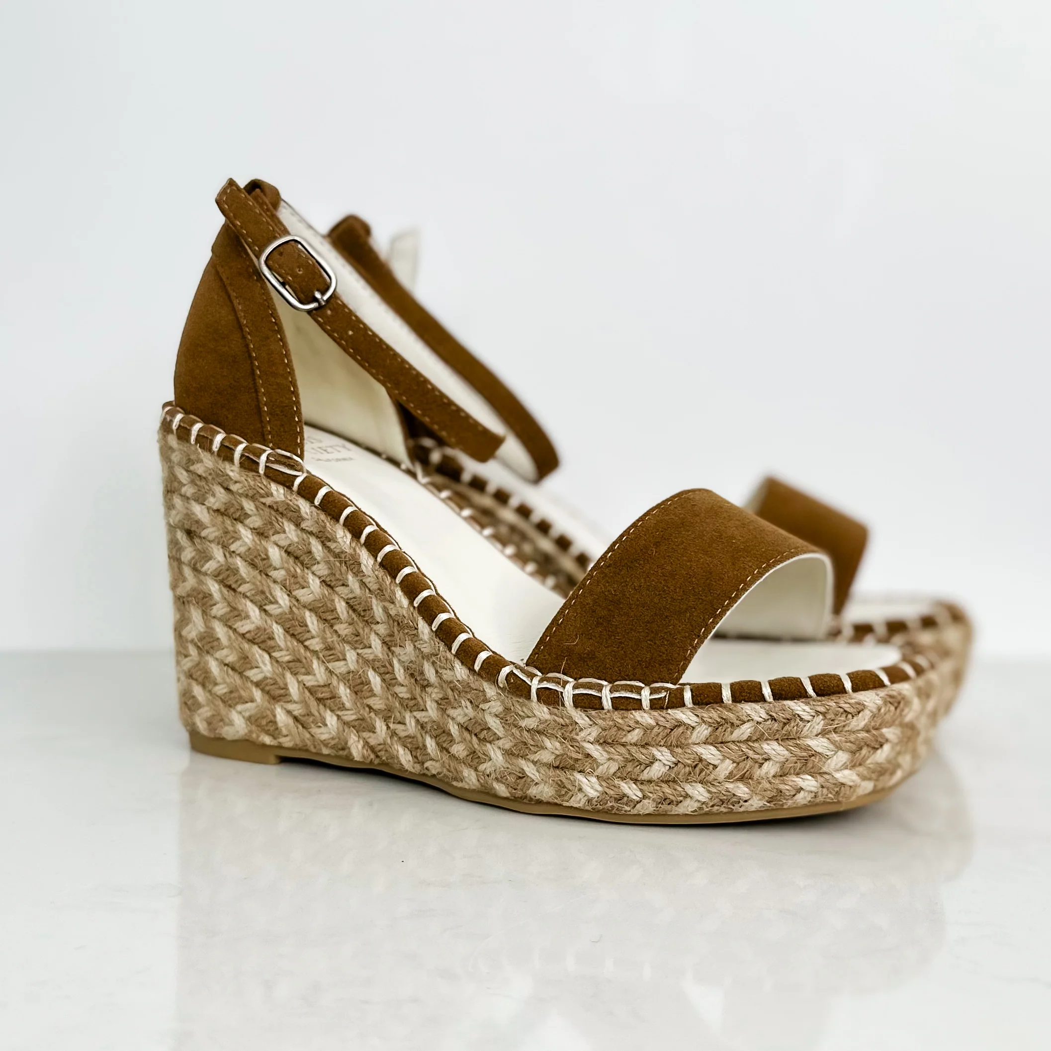 Soul Soothing Faux Suede Cognac Platform Wedges