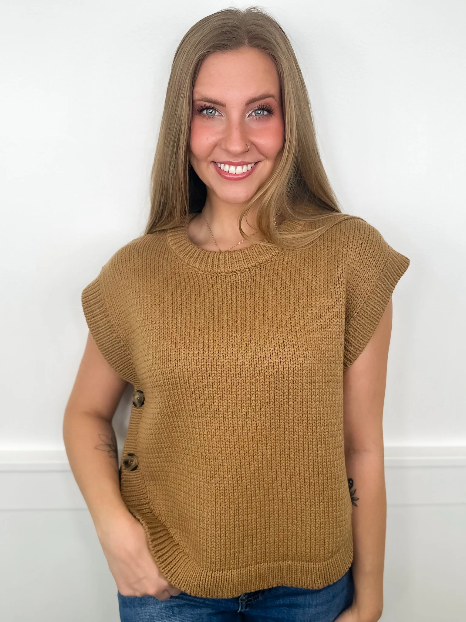 Spread the Word Cotton Blend Short Sleeve Avery Mae Sweater Vest - 4 colors! - Image 5