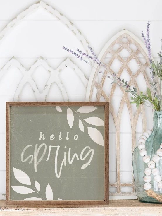 Spring Into Action Wood Sign