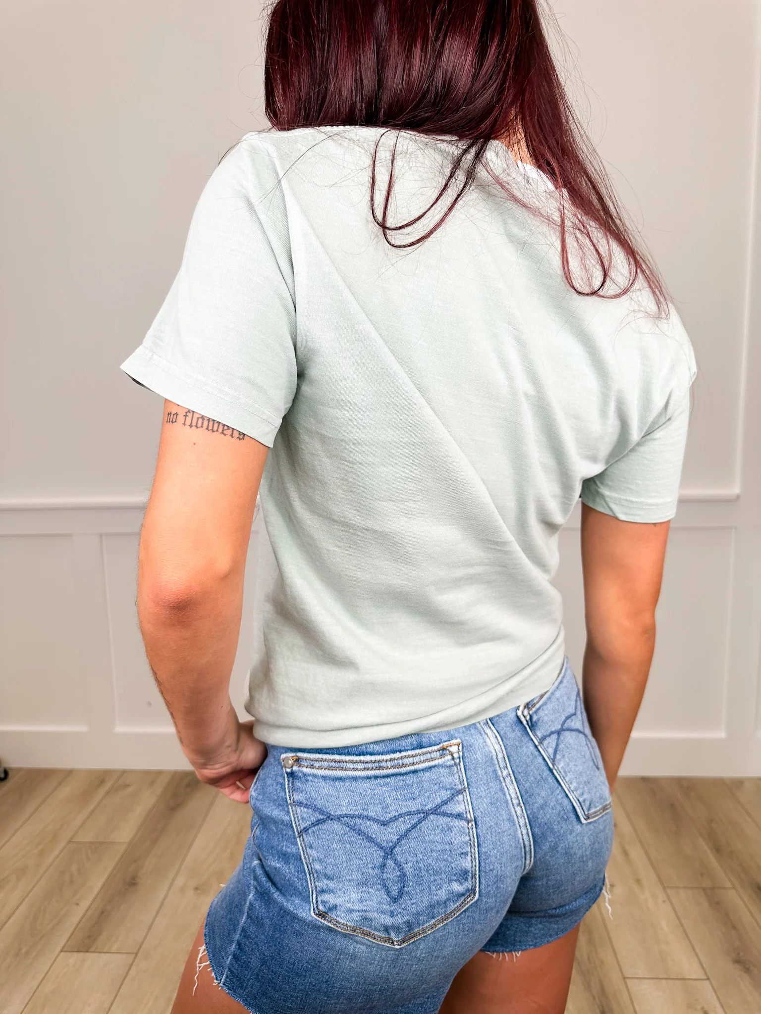 Springtime Serenity Cotton Short Sleeve Green Avery Mae Graphic Tee Shirt (Comfort Colors) - Image 3