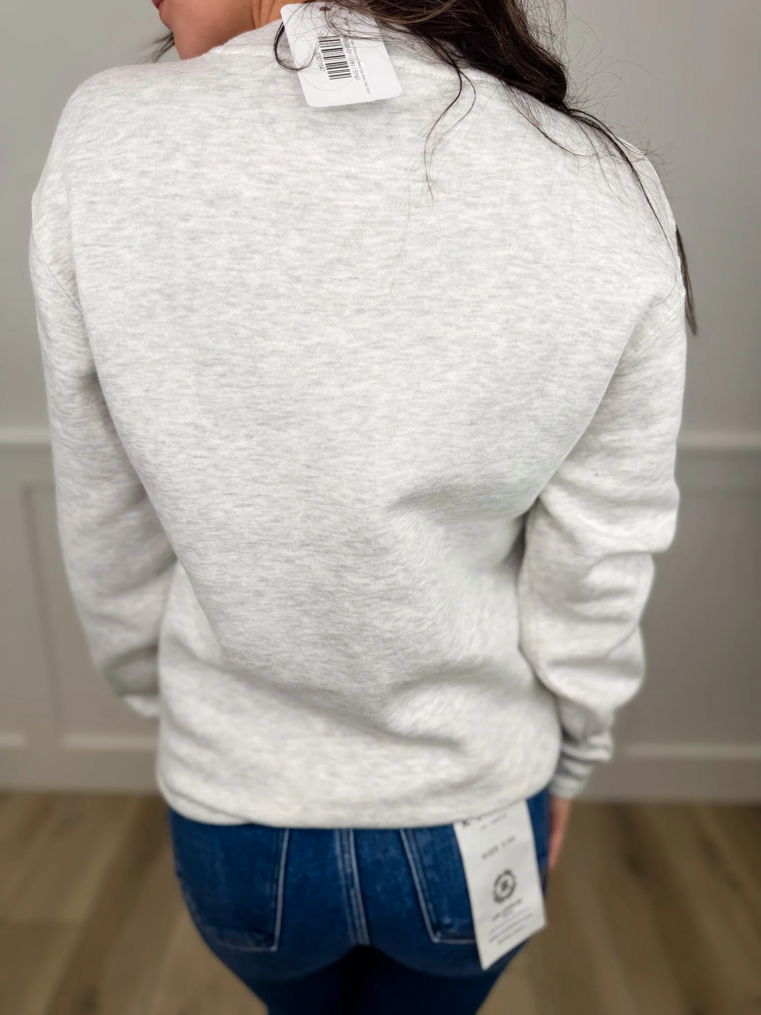 Spruce Things Up Cotton Blend Long Sleeve Grey Avery Mae Graphic Crewneck Sweatshirt - Image 2