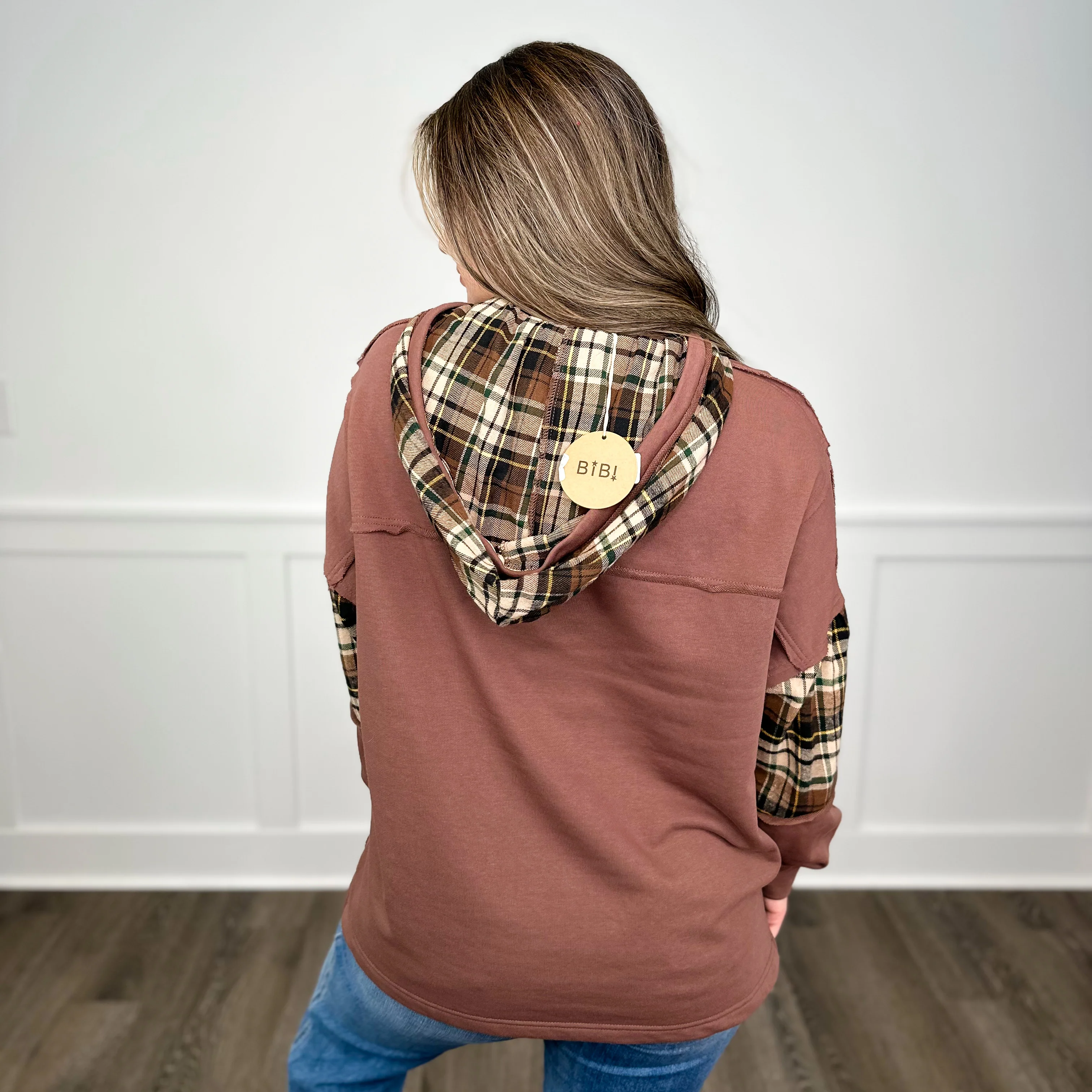 Star Memories Cotton Blend Long Sleeve Brown Avery Mae Hooded Top - Image 2