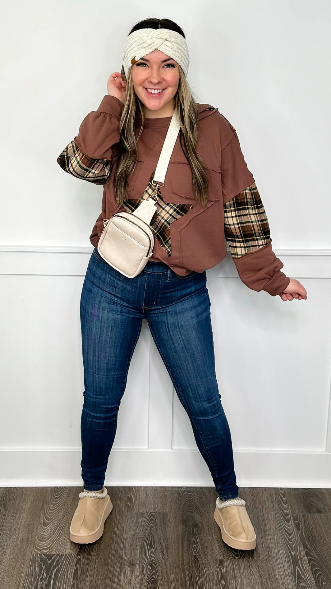 Star Memories Cotton Blend Long Sleeve Brown Avery Mae Hooded Top - Image 4