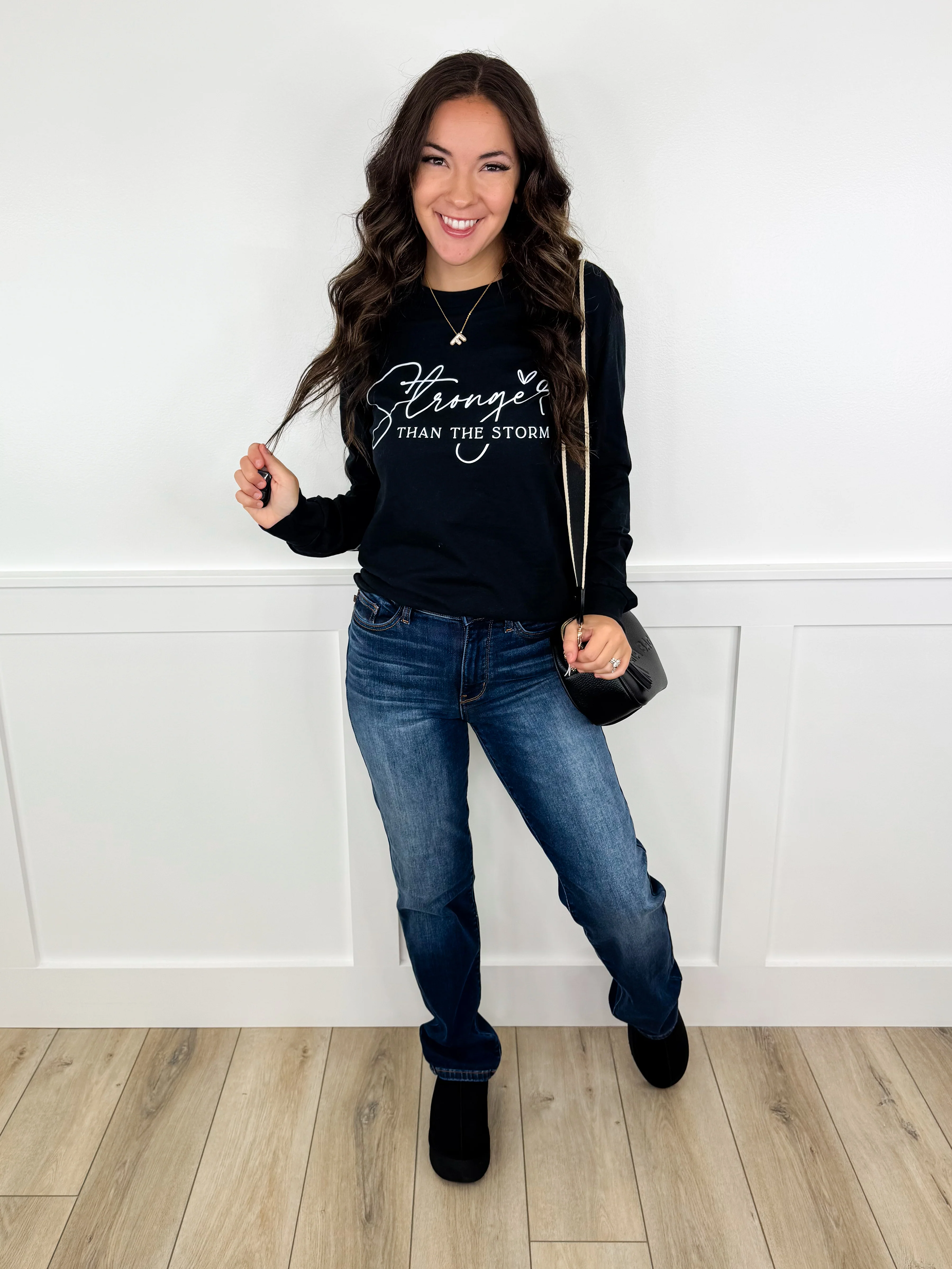 Stronger Cotton Long Sleeve Black Avery Mae Graphic Tee Shirt (Gildan) - Image 3