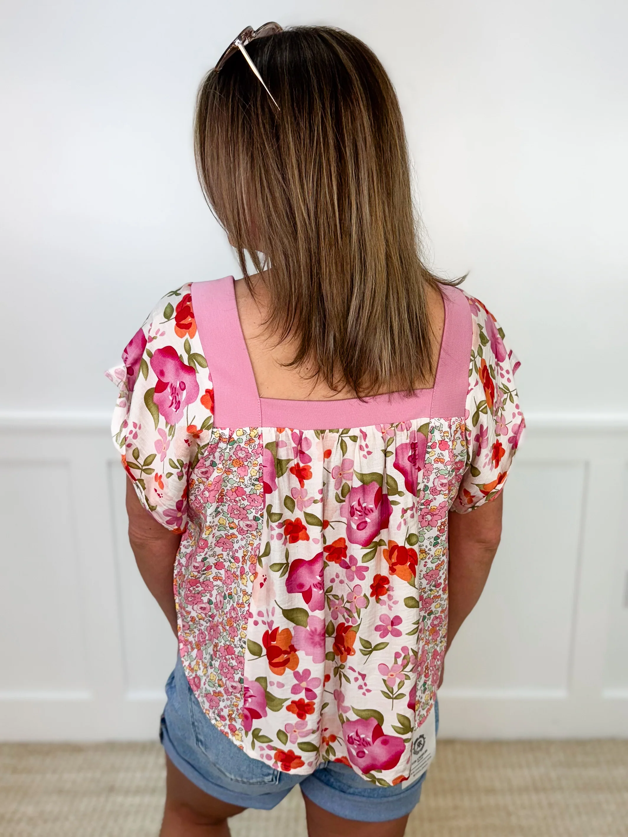 Summer Day Dreaming Rayon Blend Short Sleeve Pink Avery Mae Top - Image 2