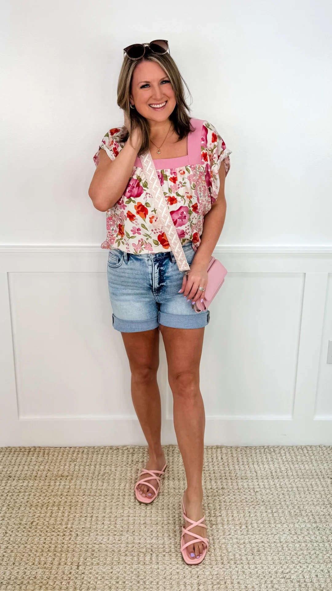 Summer Day Dreaming Rayon Blend Short Sleeve Pink Avery Mae Top - Image 4