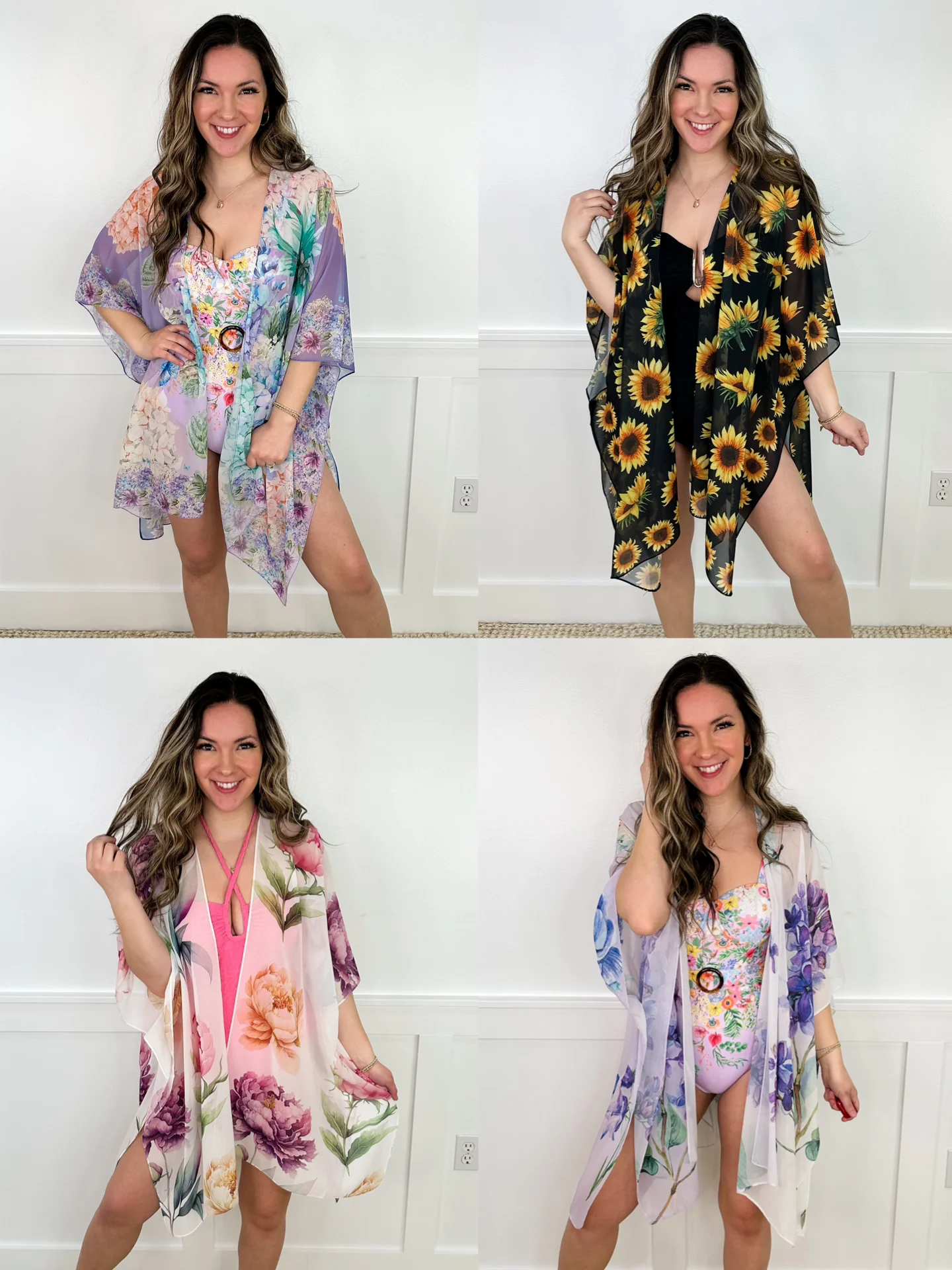 Summer Floral Lightweight Short Sleeve Avery Mae Kimono - 4 colors!