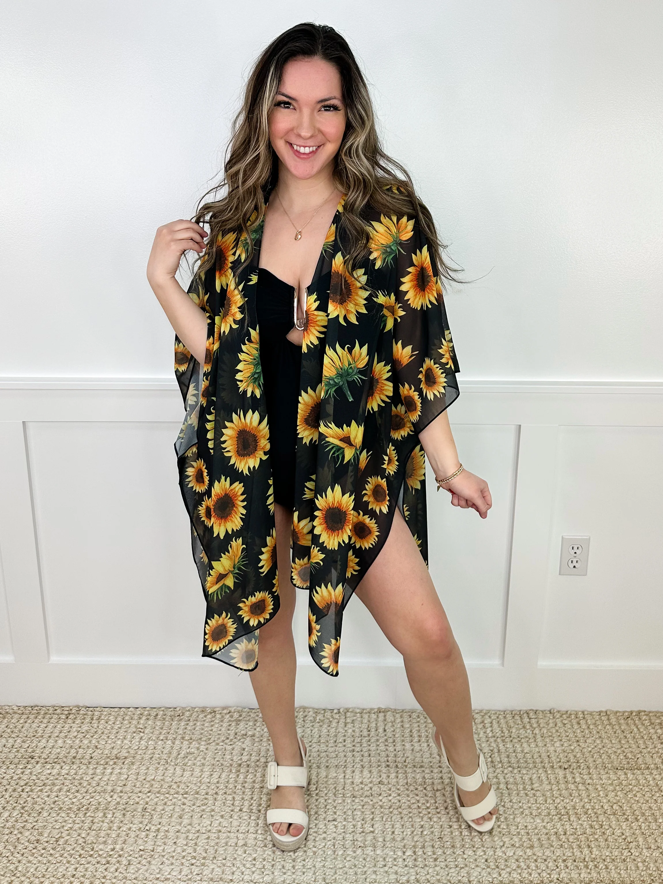 Summer Floral Lightweight Short Sleeve Avery Mae Kimono - 4 colors! - Image 2