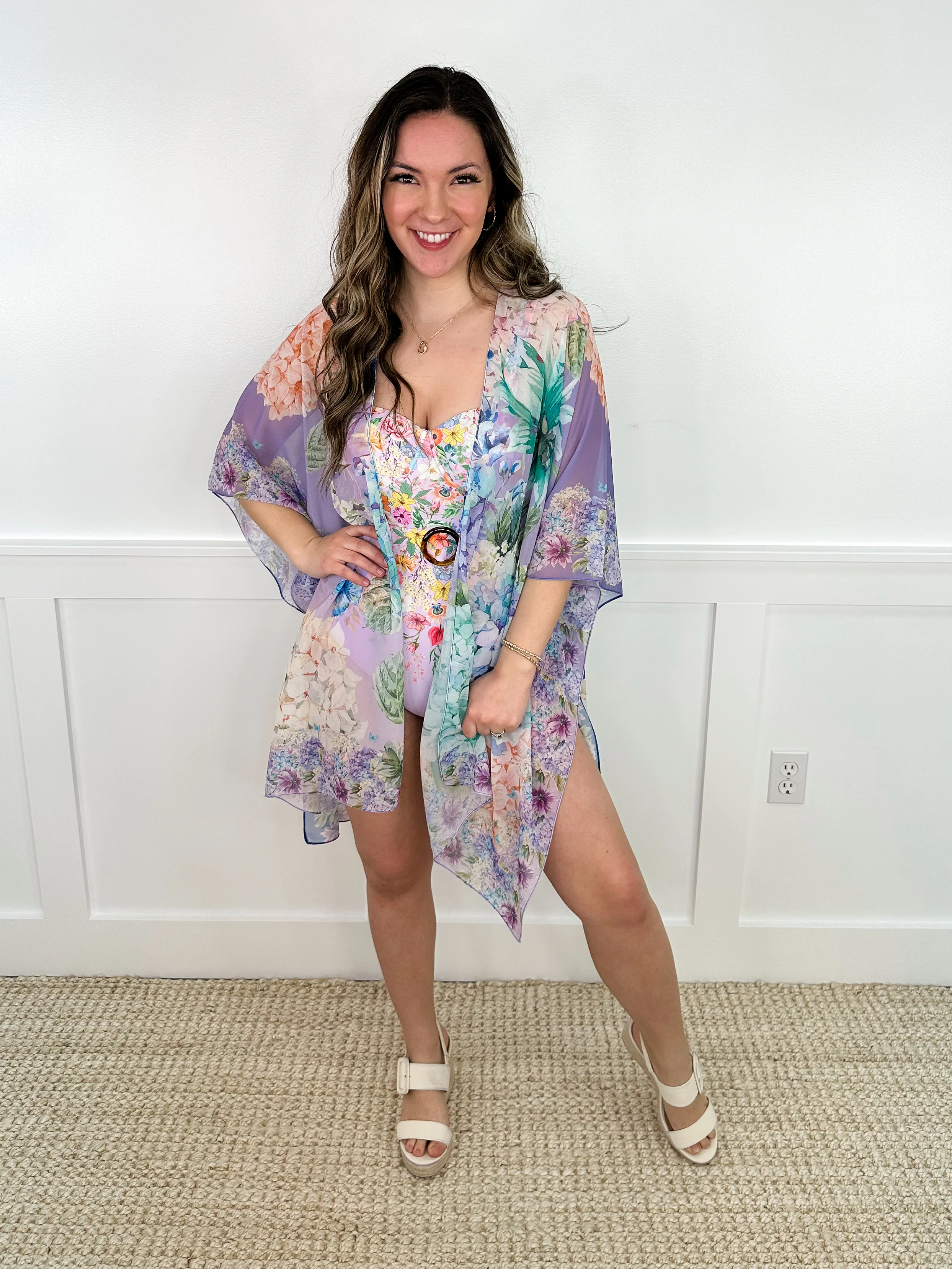 Summer Floral Lightweight Short Sleeve Avery Mae Kimono - 4 colors! - Image 4