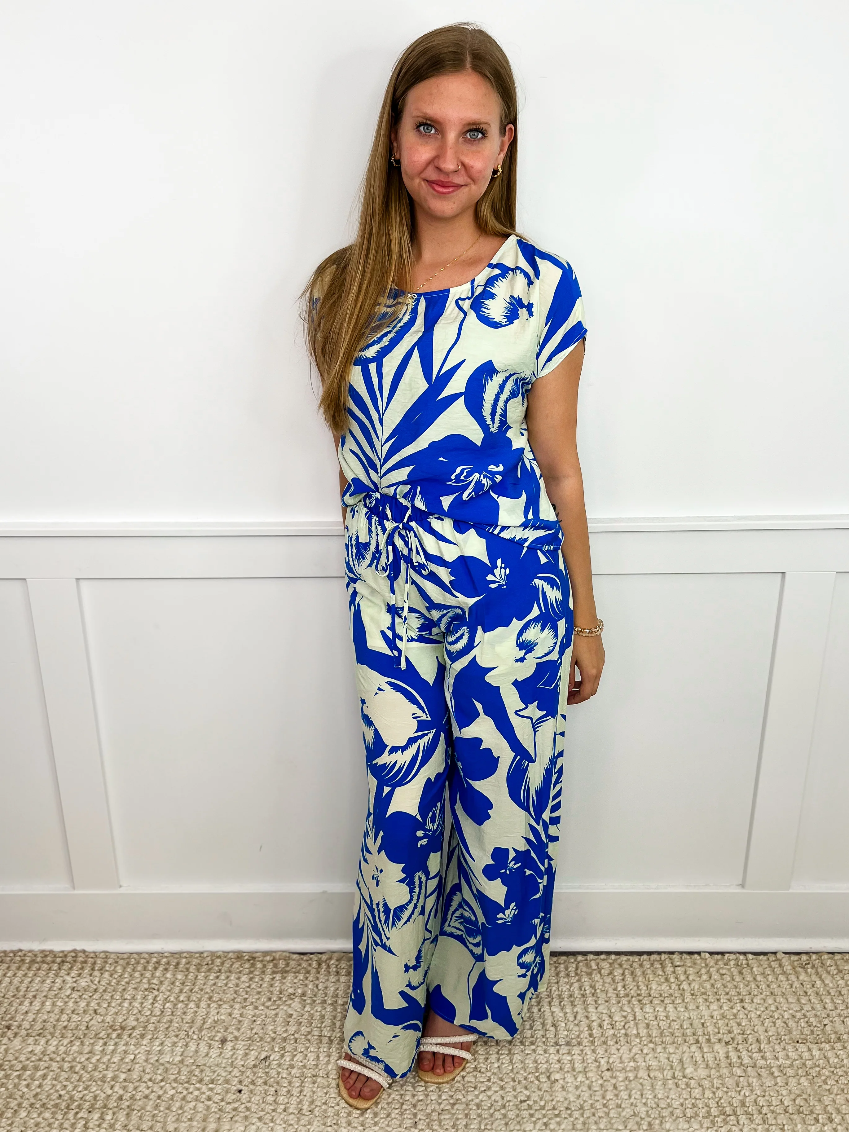 Sunset Ending Rayon Blend High-Rise Wide Leg Cream Avery Mae Set
