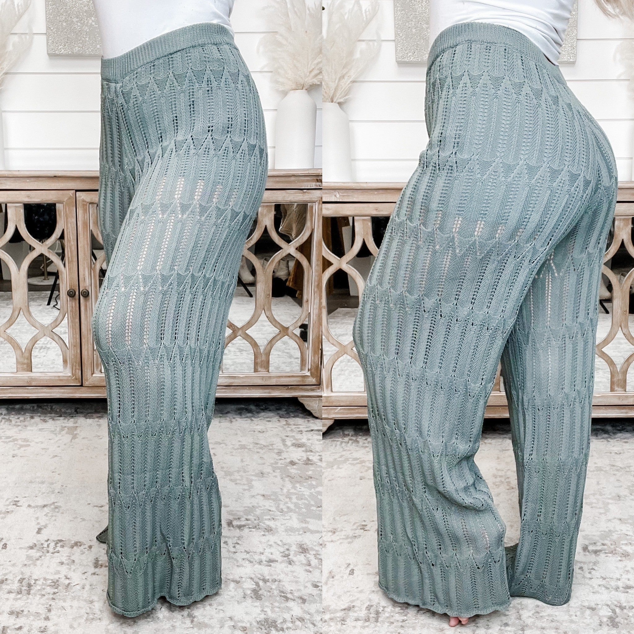 Taking a Stroll High-Rise Wishlist Crochet Forest Bottoms