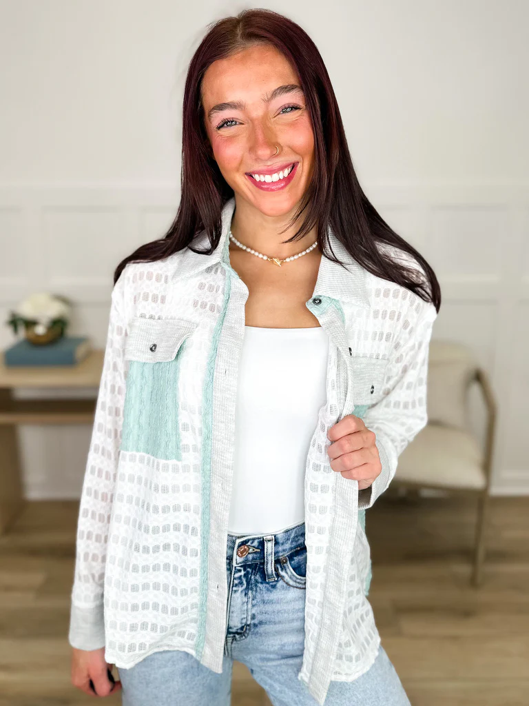 Taking Accountability Long Sleeve Mint Avery Mae Button Up Top