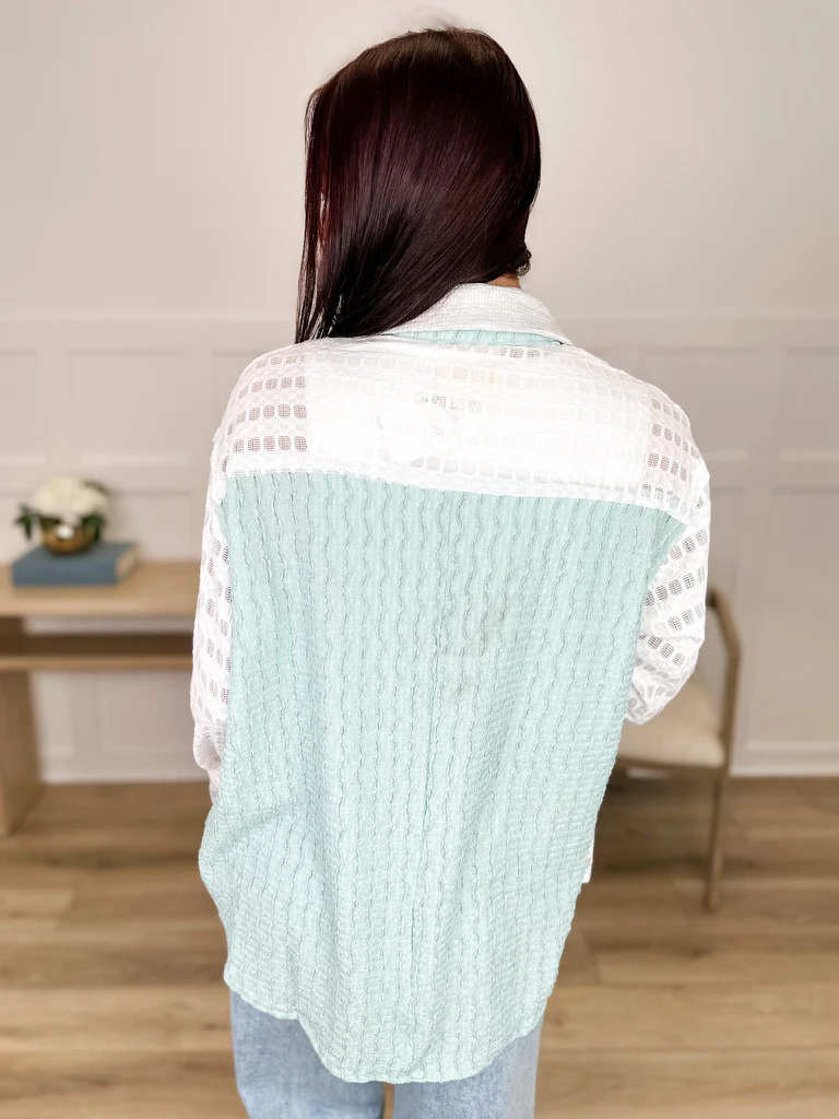 Taking Accountability Long Sleeve Mint Avery Mae Button Up Top - Image 2
