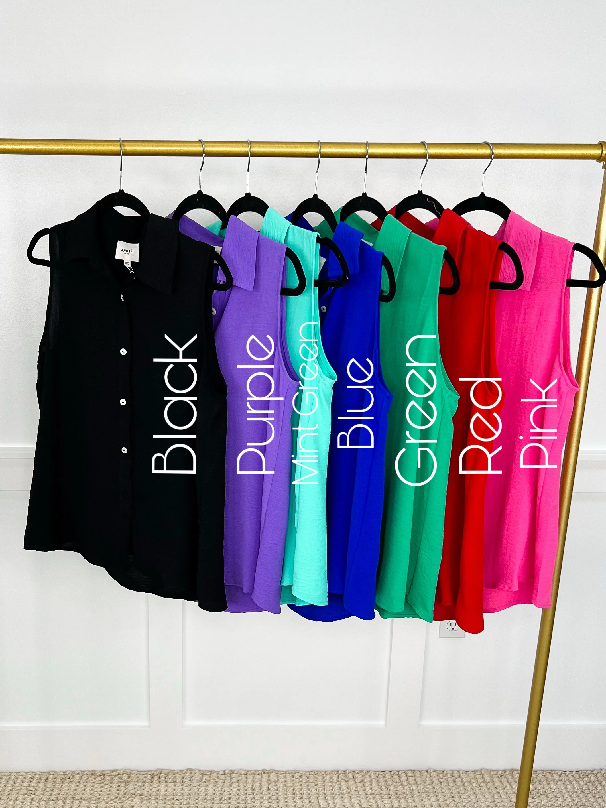 Tell Everyone Lightweight Avery Mae Button Up Tank Top - 7 colors! - Image 2