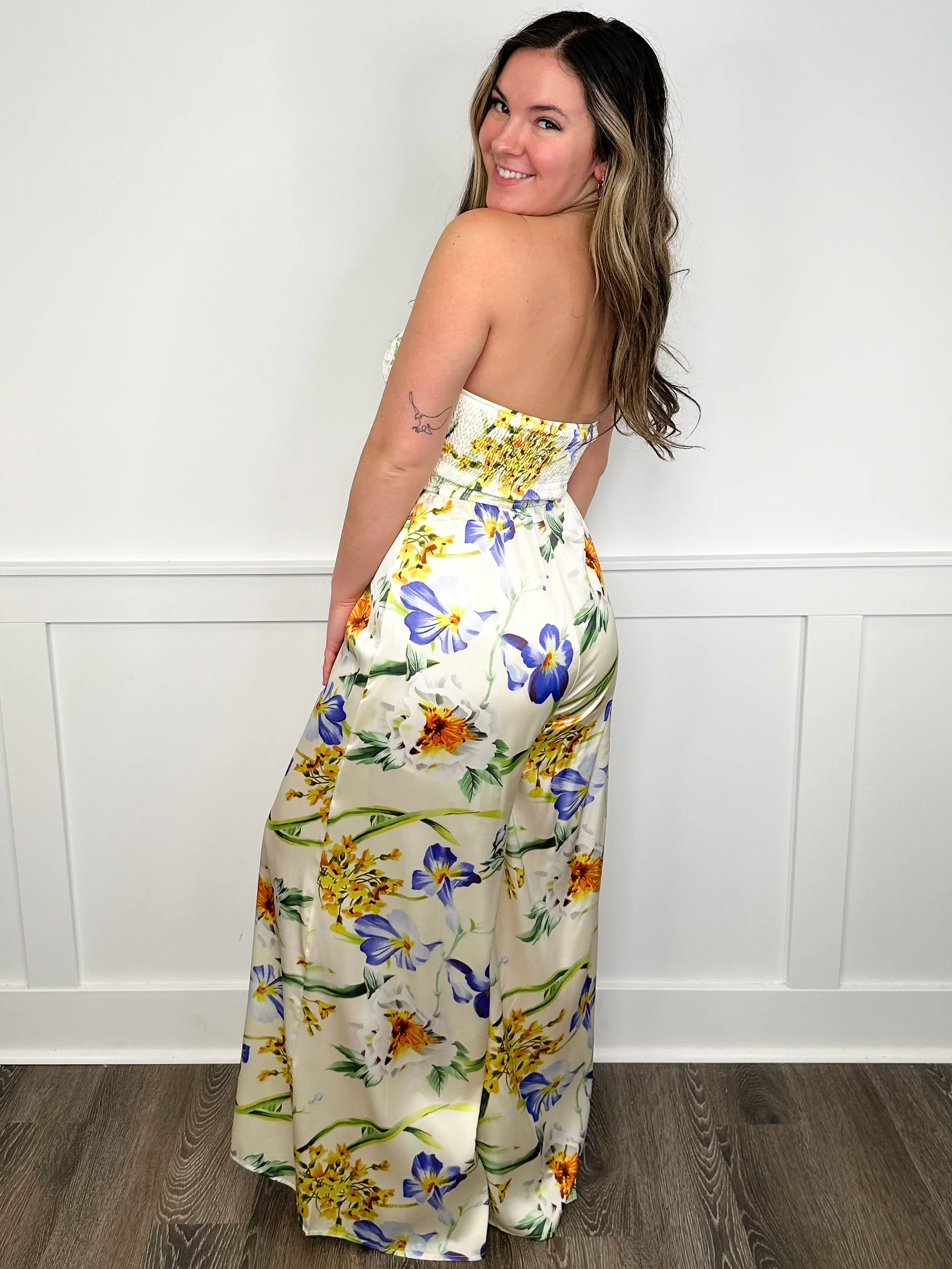 That Feeling Satin Cream Avery Mae Jumpsuit - Image 3