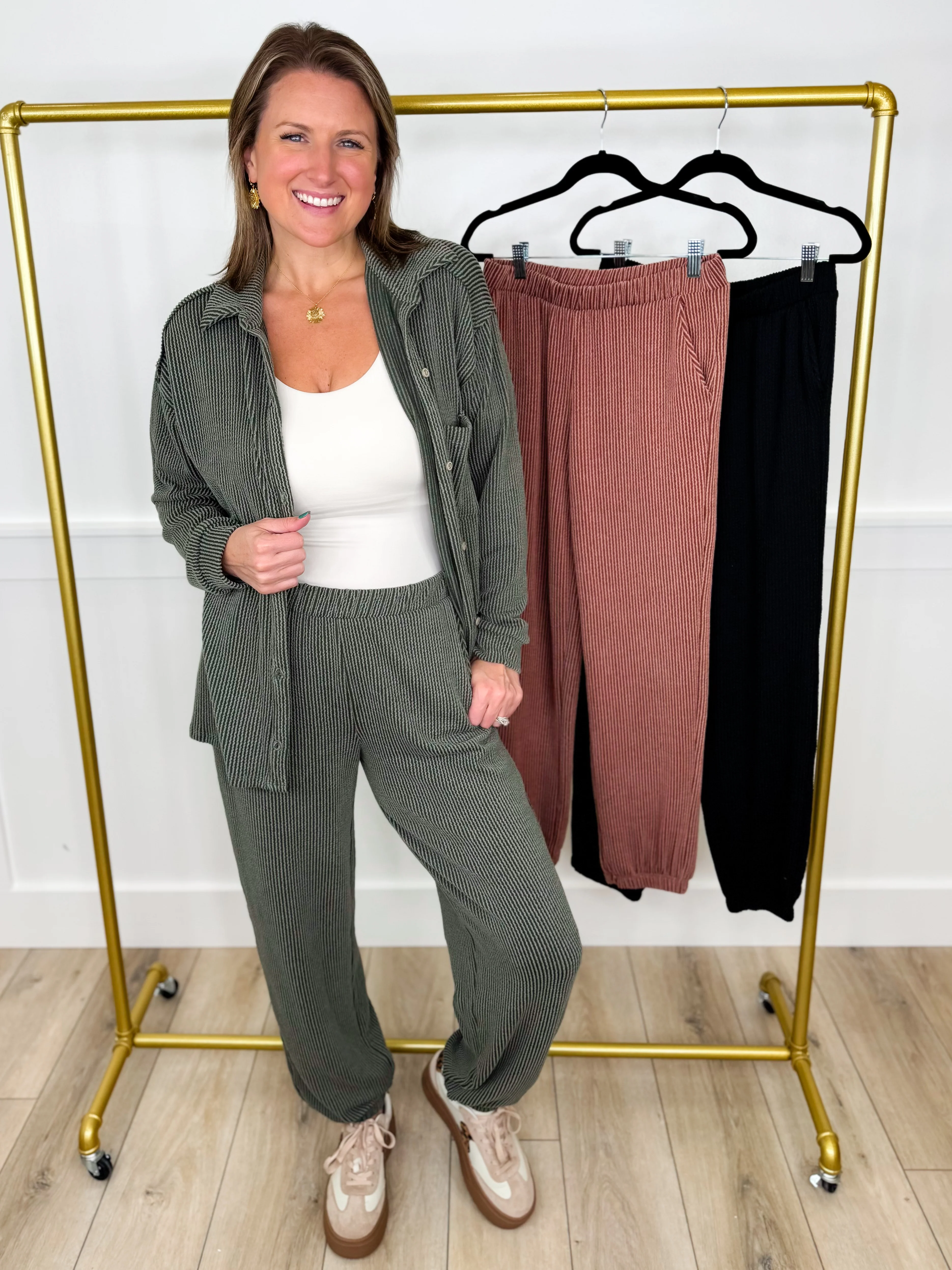 The Moment is Now High-Rise Ribbed Avery Mae Joggers - 3 colors!
