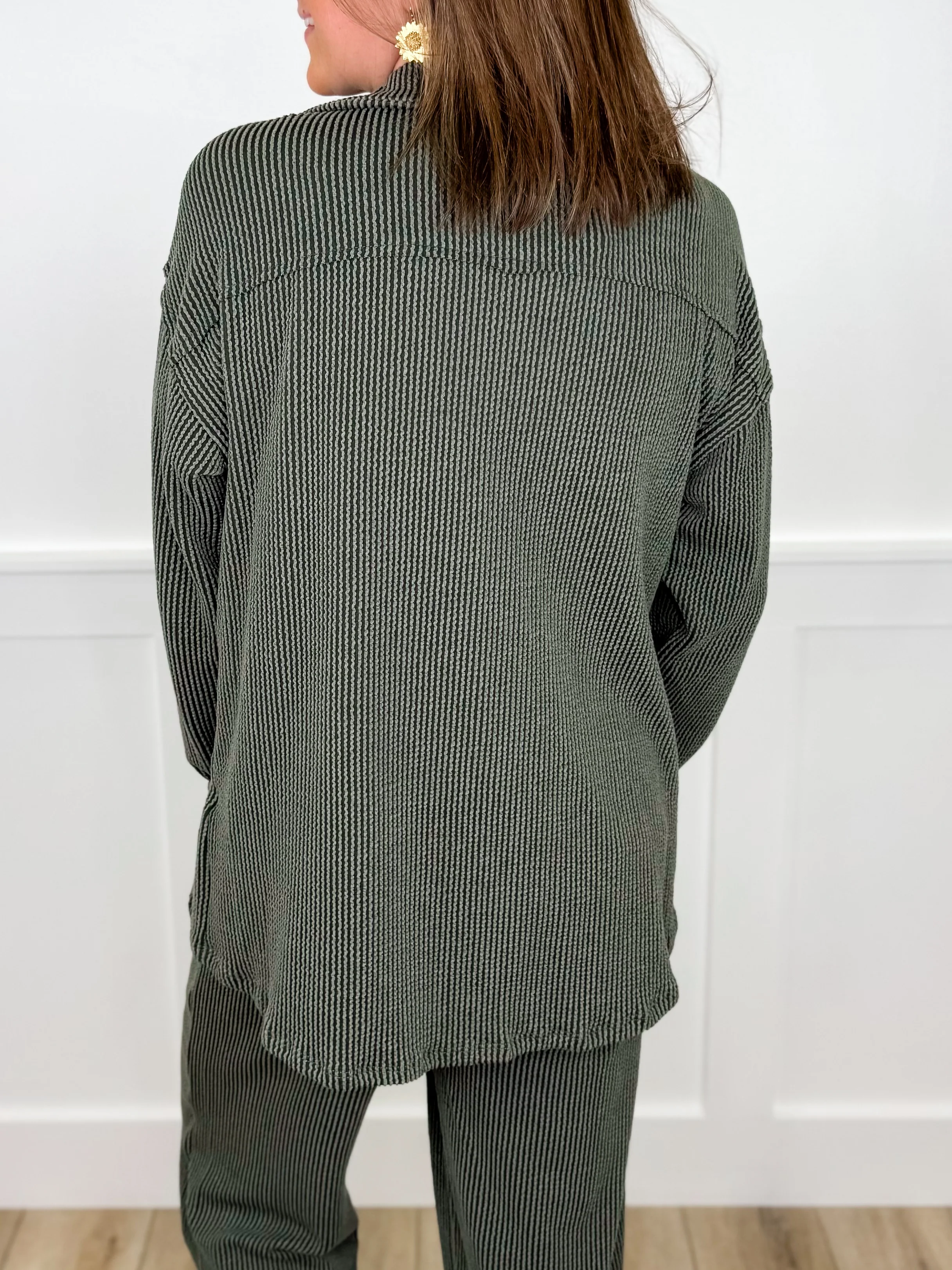 The Moment is Now Ribbed Long Sleeve Avery Mae Button Up Top - 3 colors! - Image 3