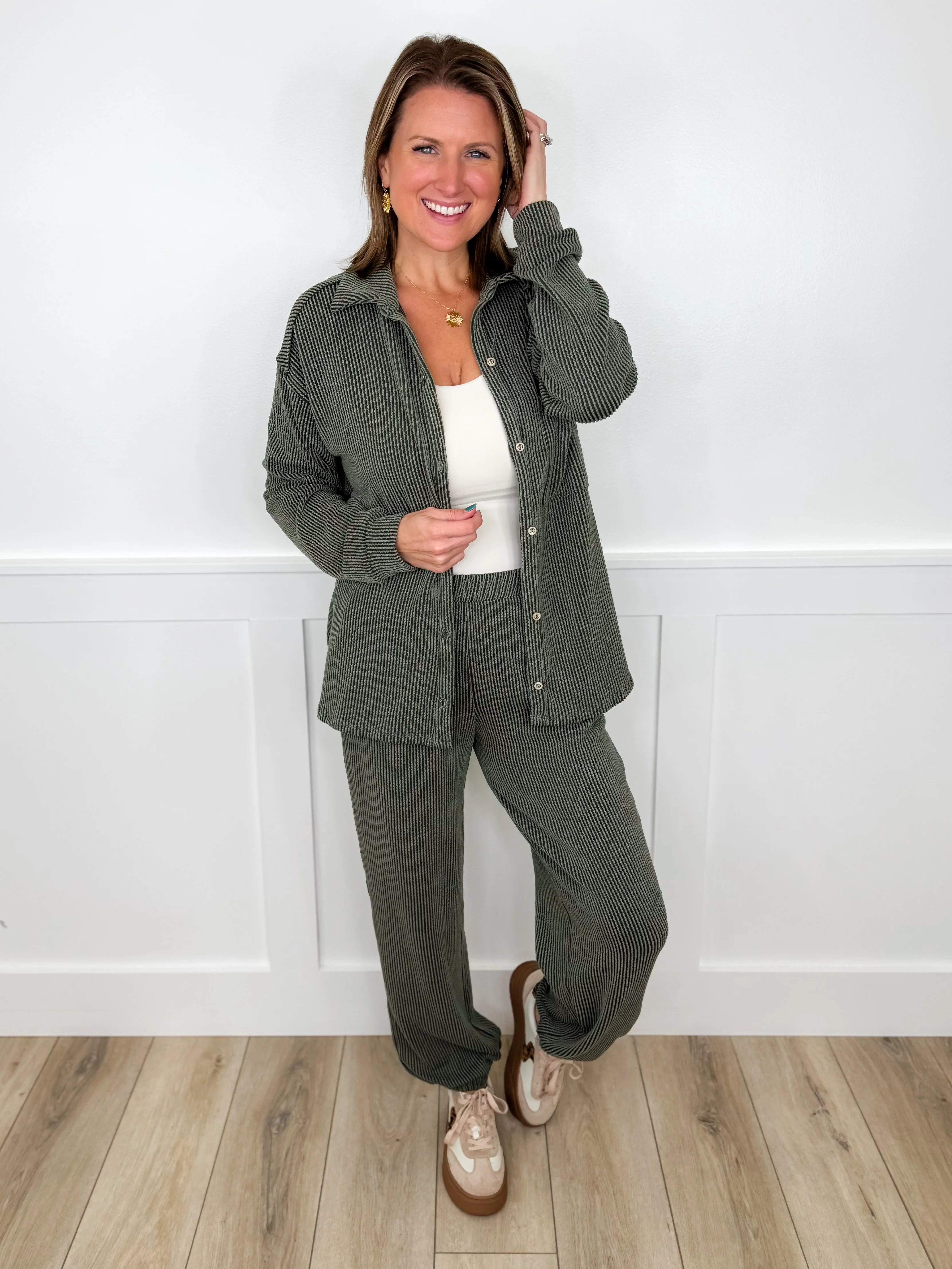 The Moment is Now Ribbed Long Sleeve Avery Mae Button Up Top - 3 colors! - Image 4