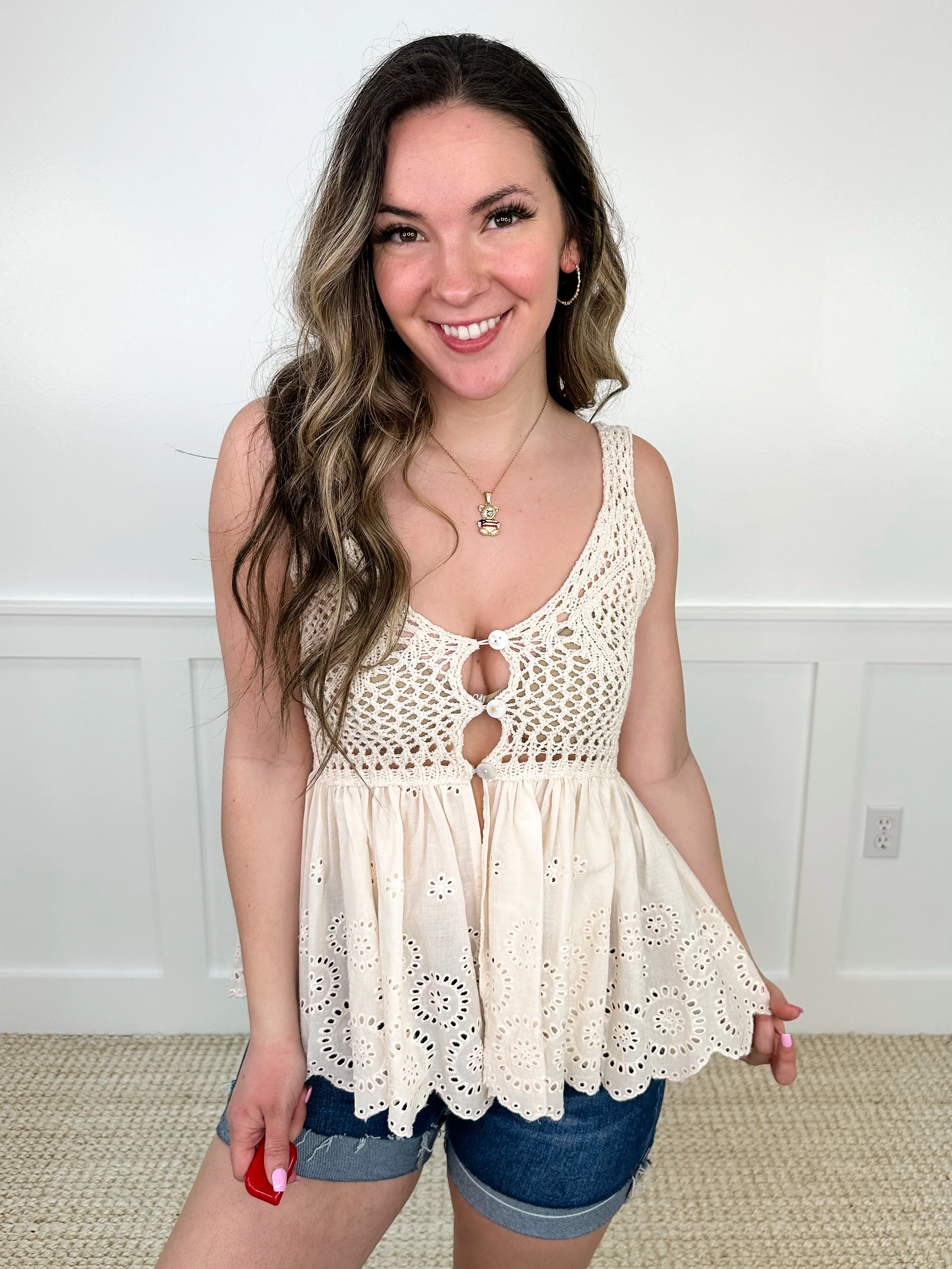 The Perfect Getaway Knit Cream Avery Mae Tank Top