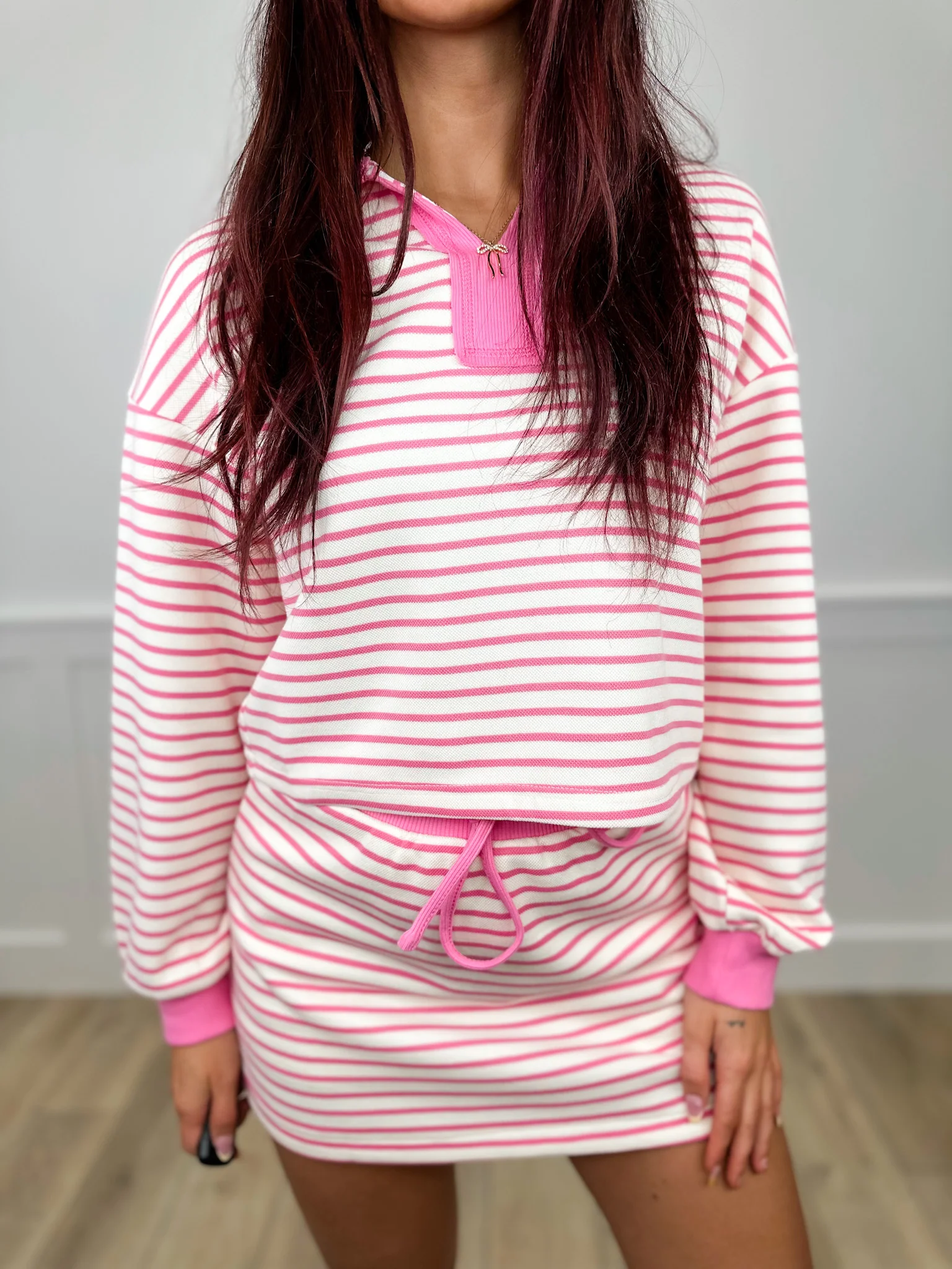 The Pixie Dust Duo High-Rise Cotton Blend Pink Avery Mae Mom Cropped Set - Image 2