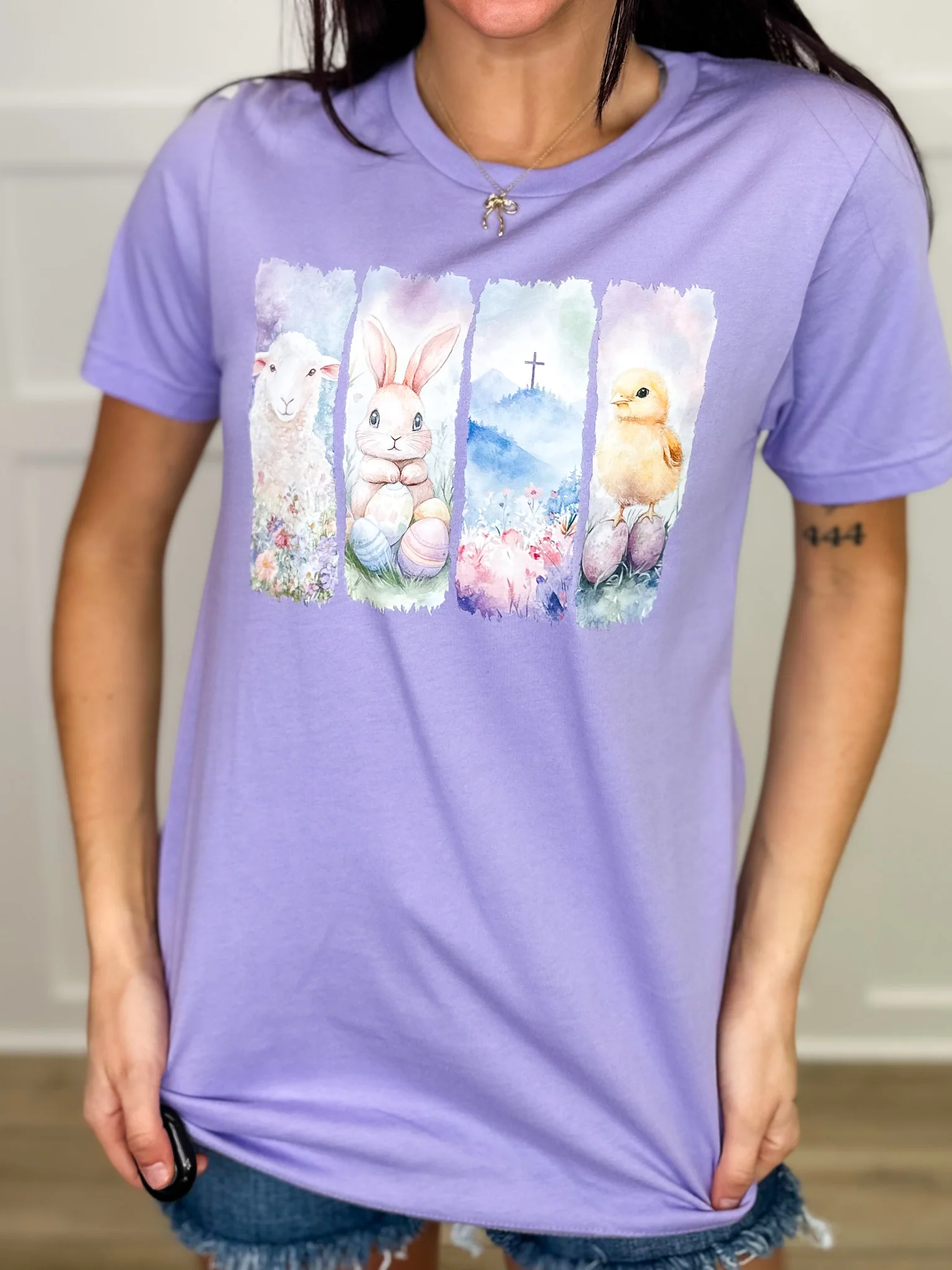 The Sunday Bunch Cotton Short Sleeve Purple Avery Mae Graphic Tee Shirt (Bella+Canvas)