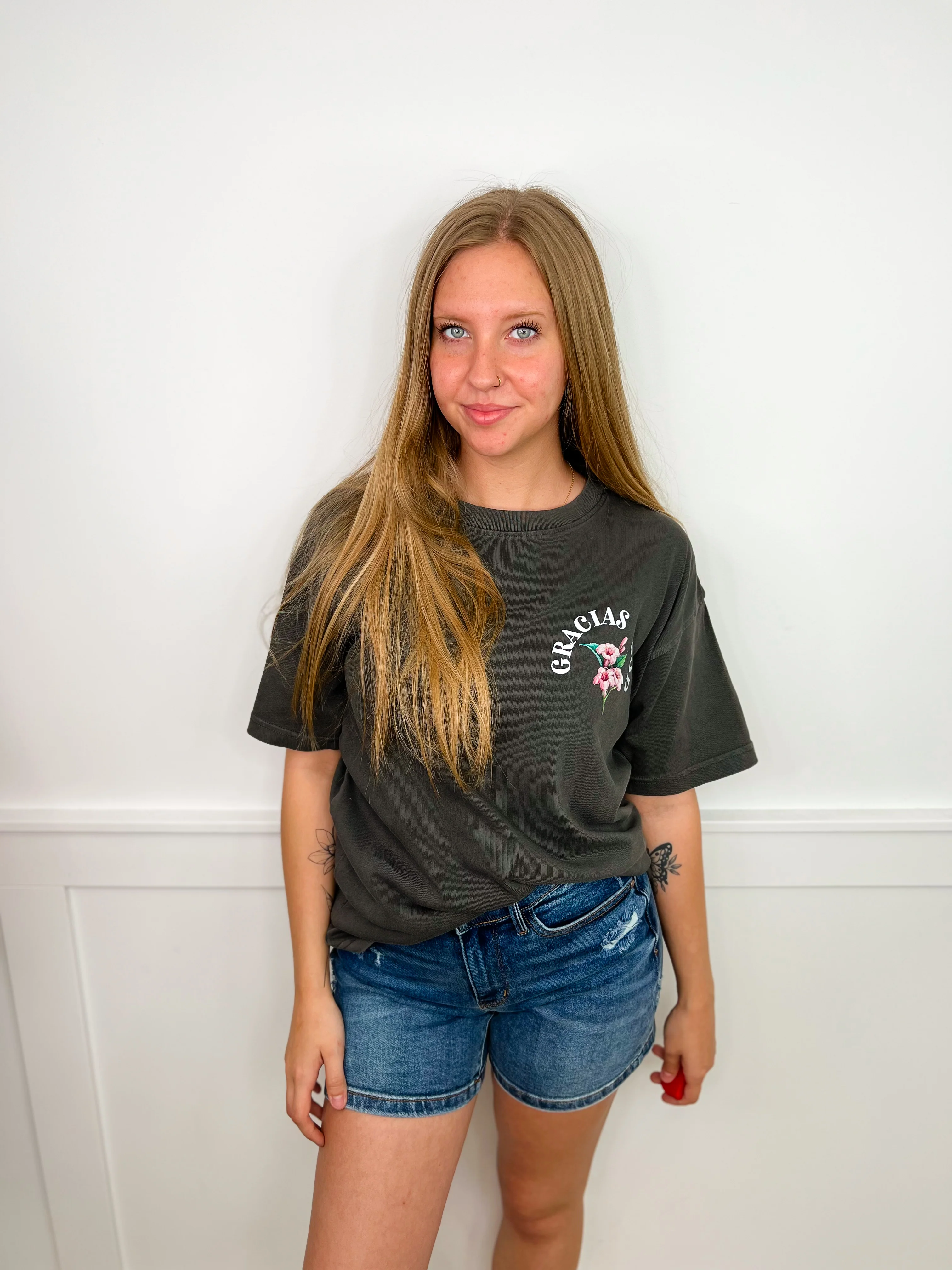 They Call it Luck Cotton Short Sleeve Charcoal Avery Mae Graphic Tee Shirt - Image 2