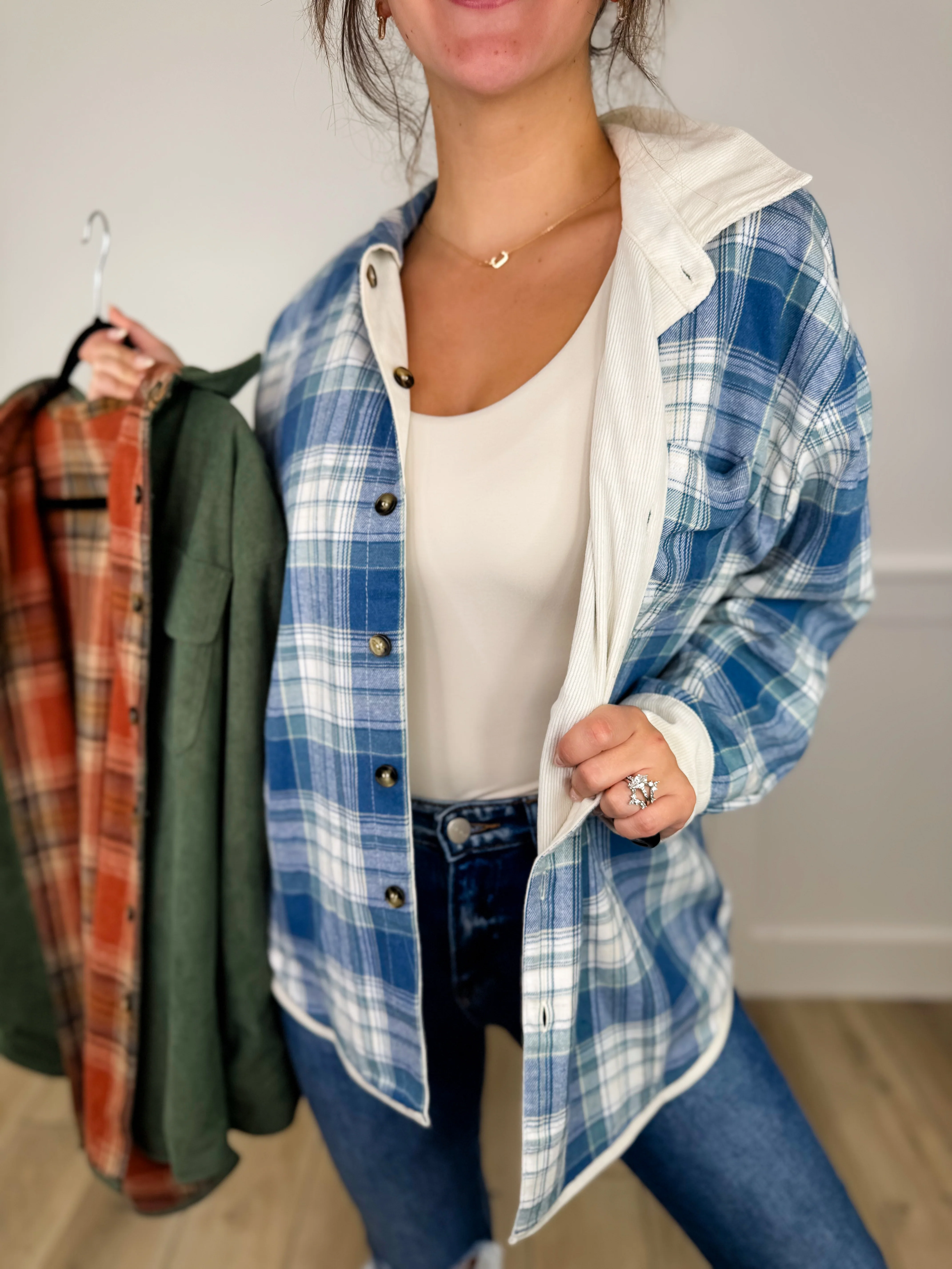 This or That Ribbed Long Sleeve Reversible Avery Mae Flannel - 2 colors!