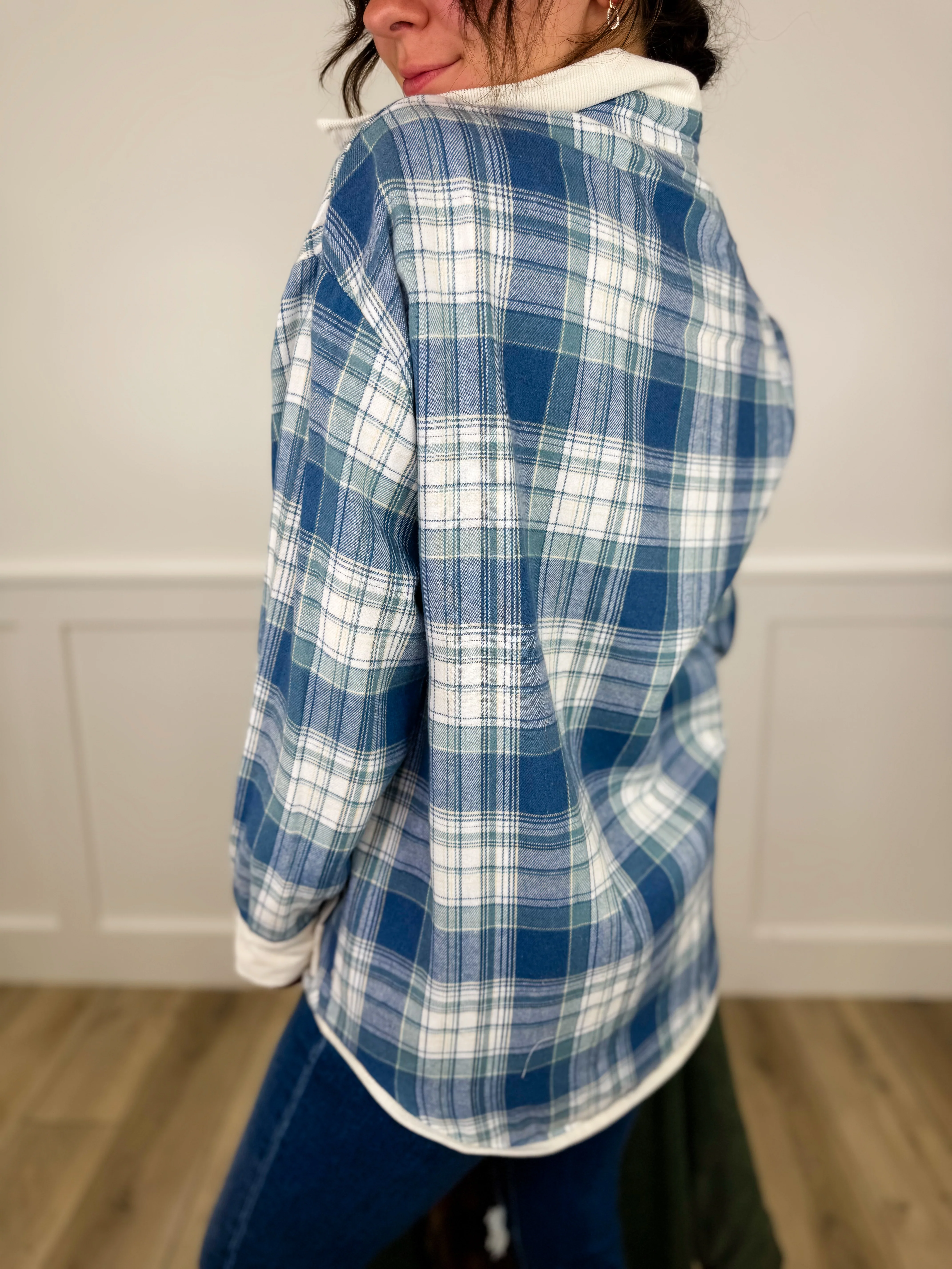 This or That Ribbed Long Sleeve Reversible Avery Mae Flannel - 2 colors! - Image 3
