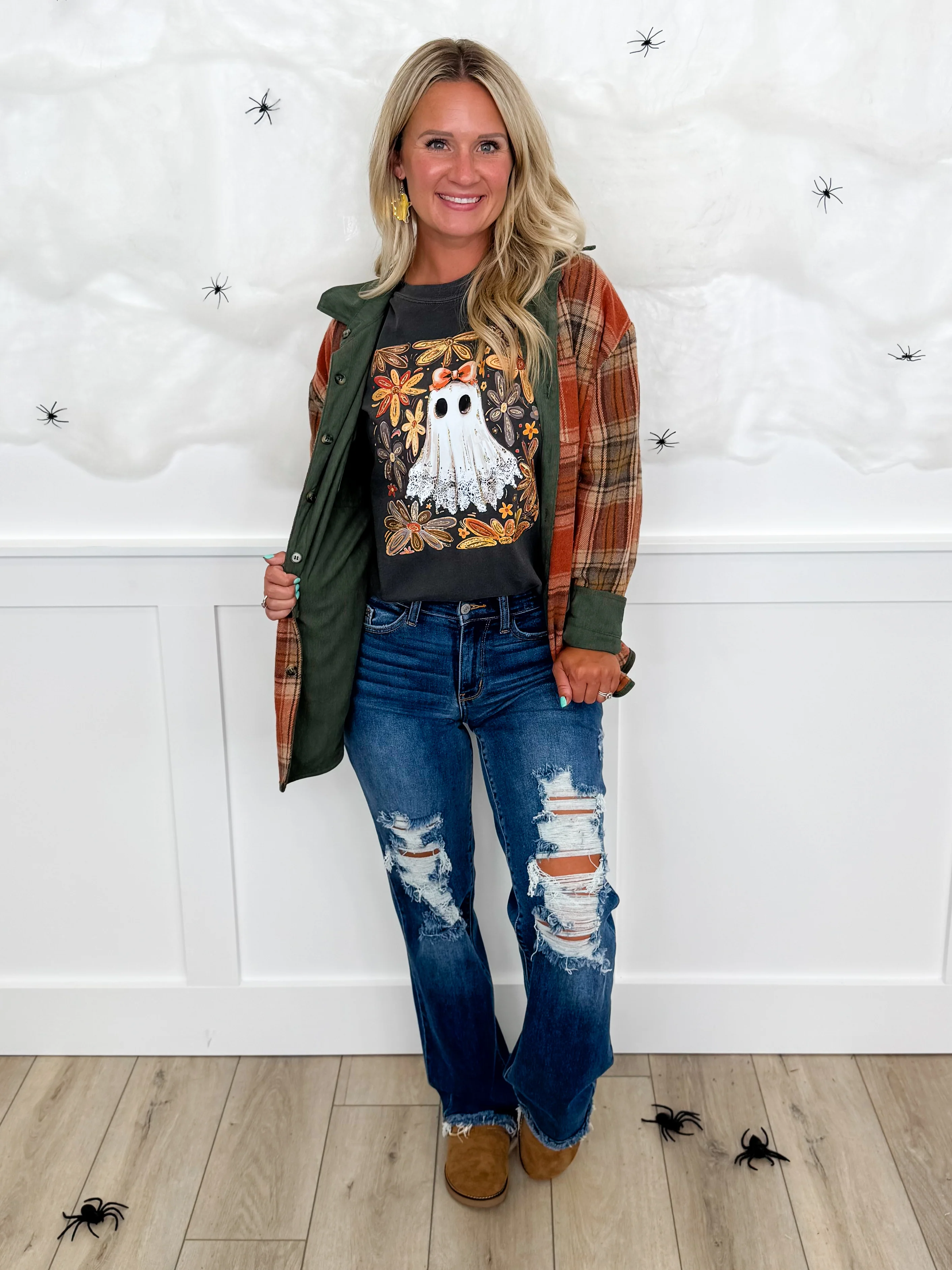 This or That Ribbed Long Sleeve Reversible Avery Mae Flannel - 2 colors! - Image 4