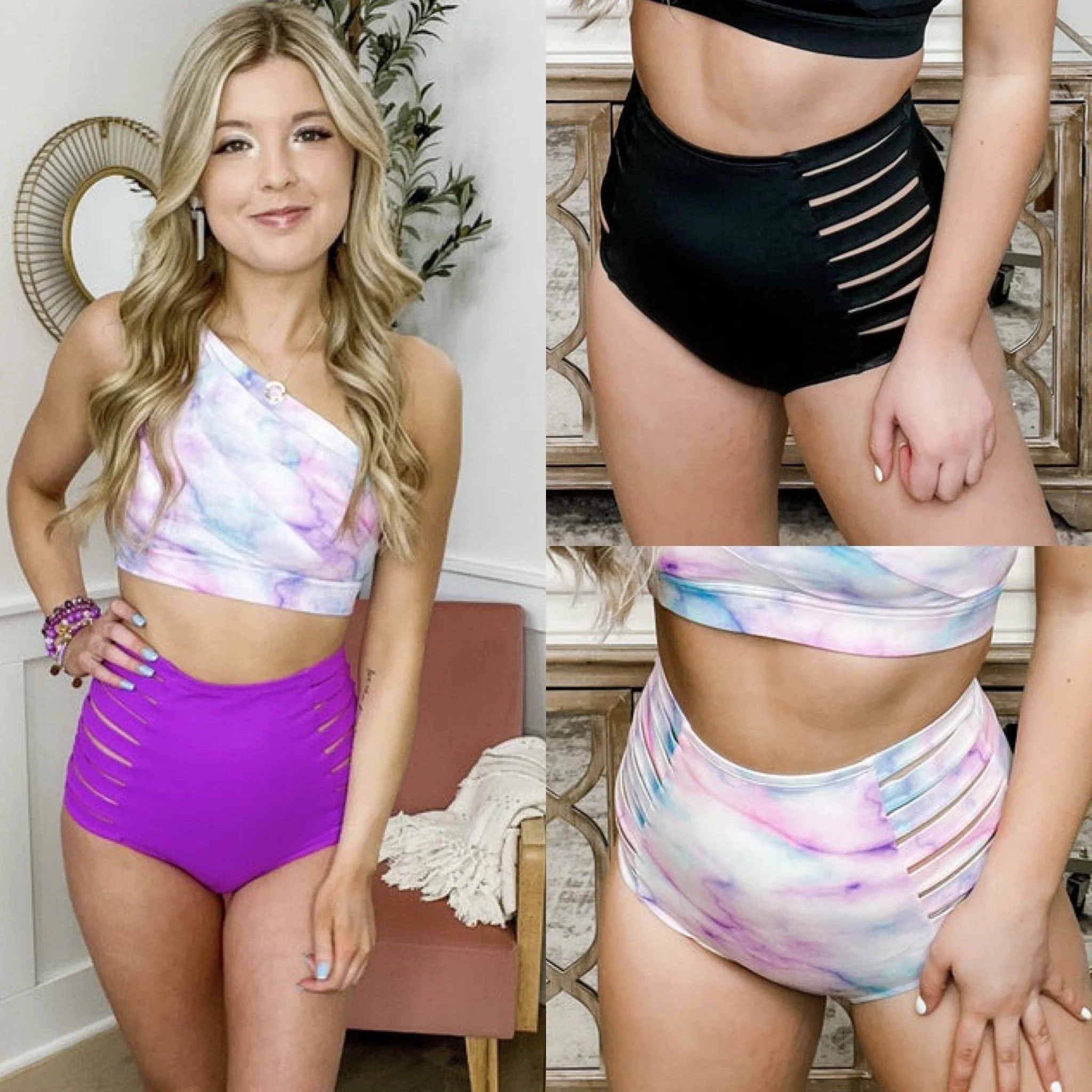 Tides & Good Vibes High-Rise Swim Bottom - 3 colors! *FINAL SALE*