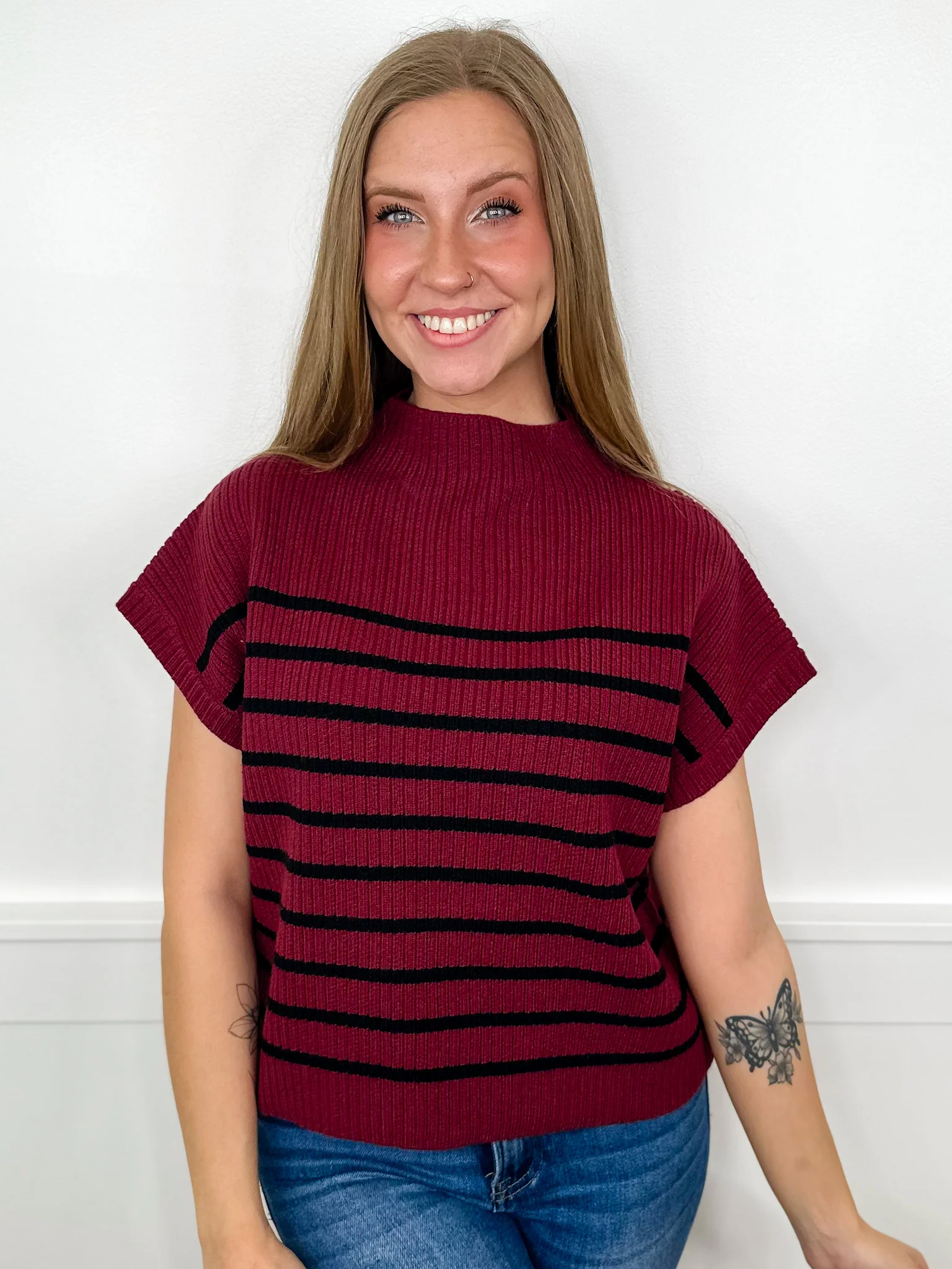 Time For Fun Rayon Blend Short Sleeve Avery Mae Mom Cropped Sweater Top - 5 colors! - Image 4