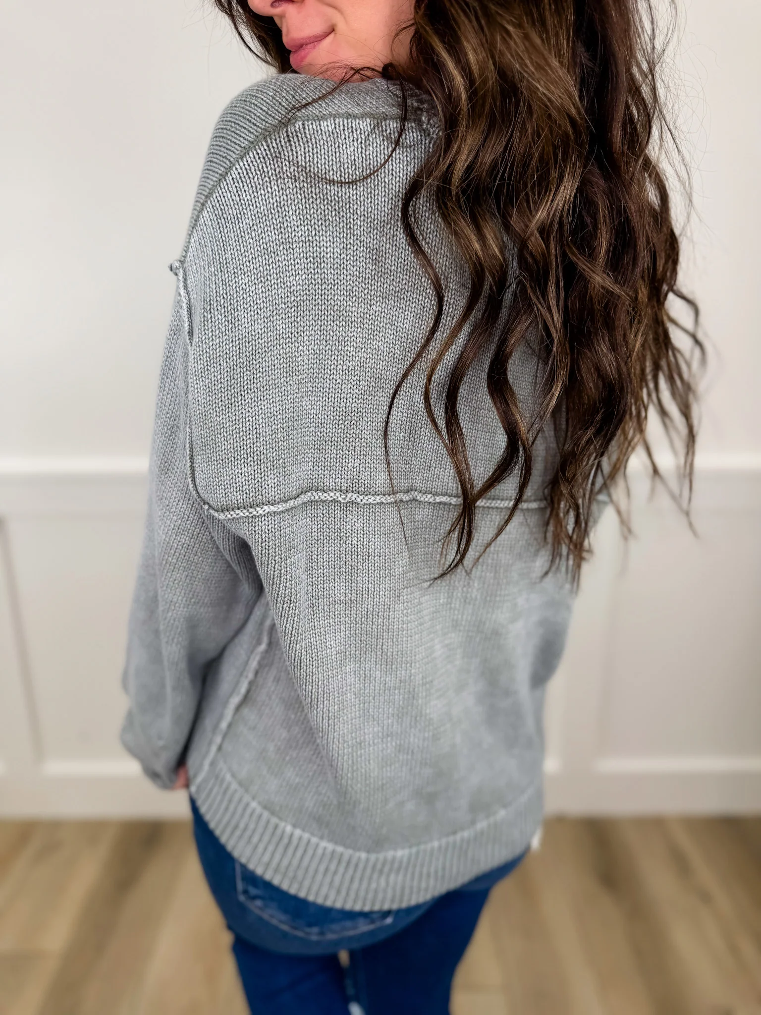 Time to Rest Cotton Long Sleeve Olive Avery Mae Button Up Cardigan - Image 2