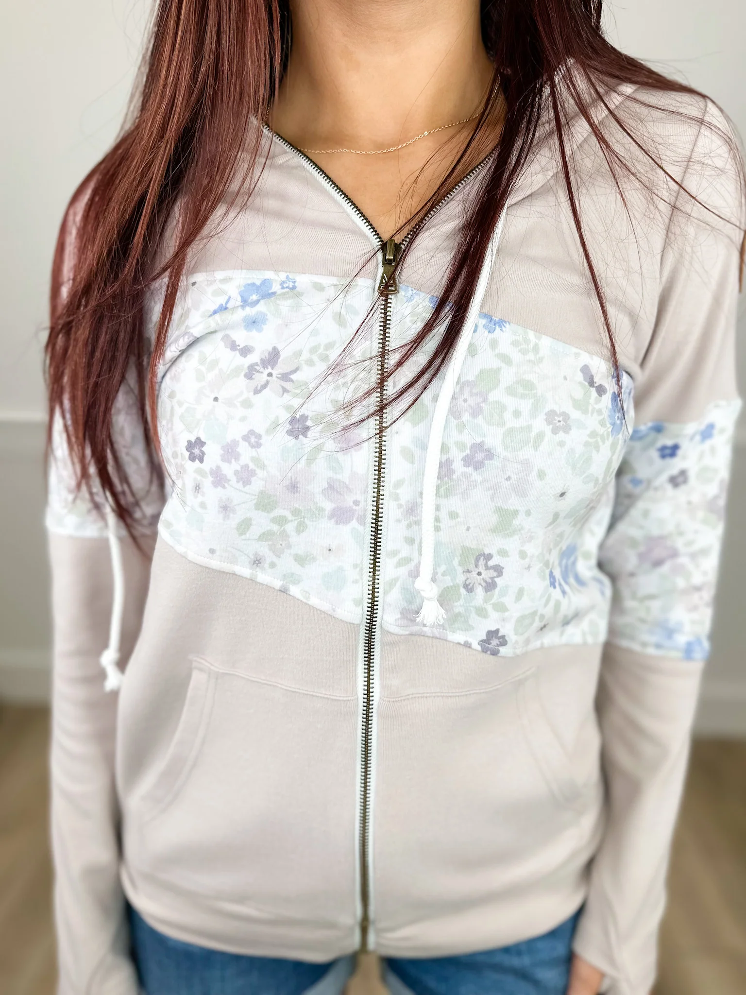 To Be Sure Cotton Blend Long Sleeve Latte Avery Mae Full Zip Hoodie Sweatshirt