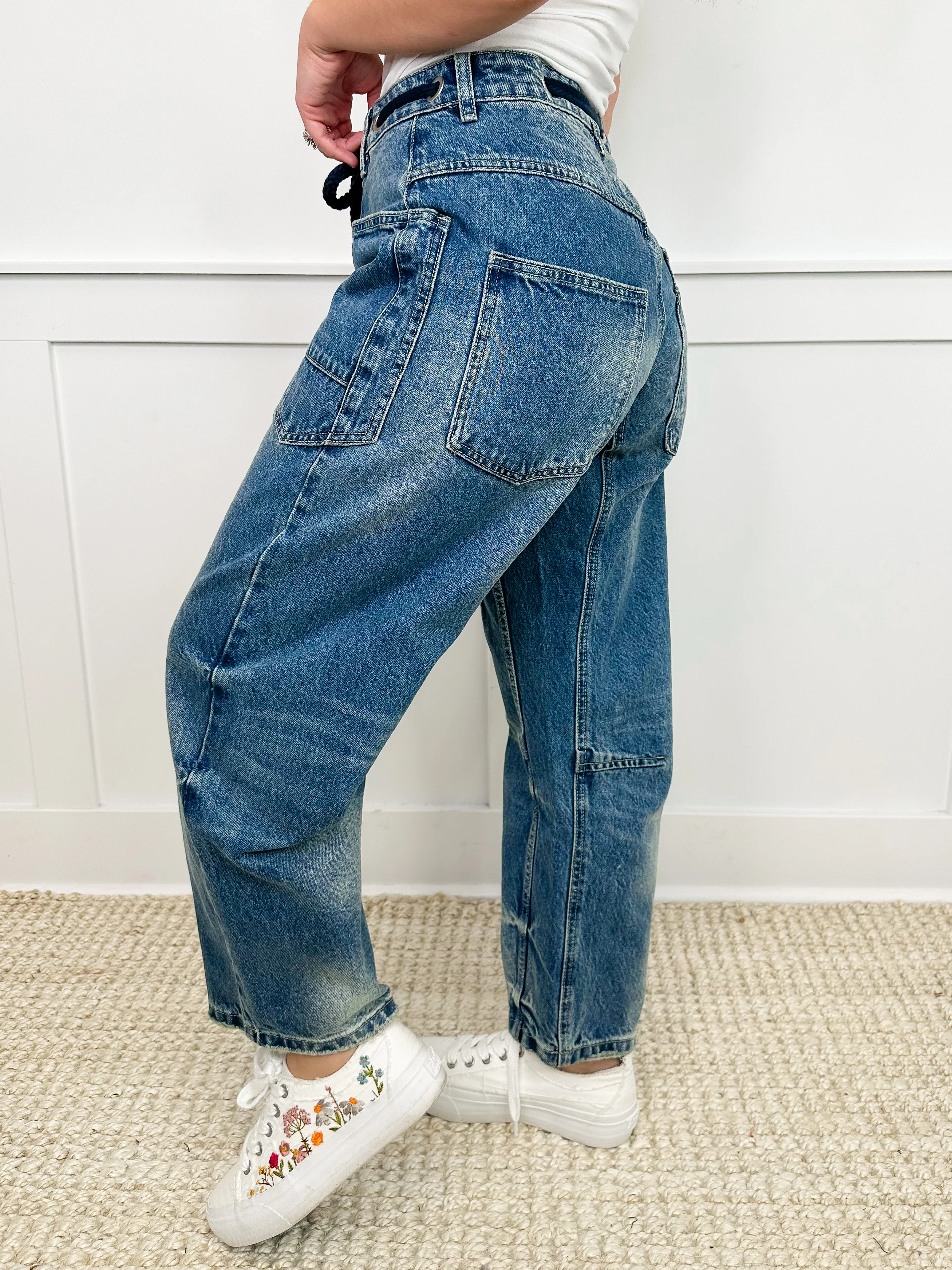 Tonight We Party High-Rise Cotton Blend Avery Mae Barrel Jeans - 3 colors! - Image 5