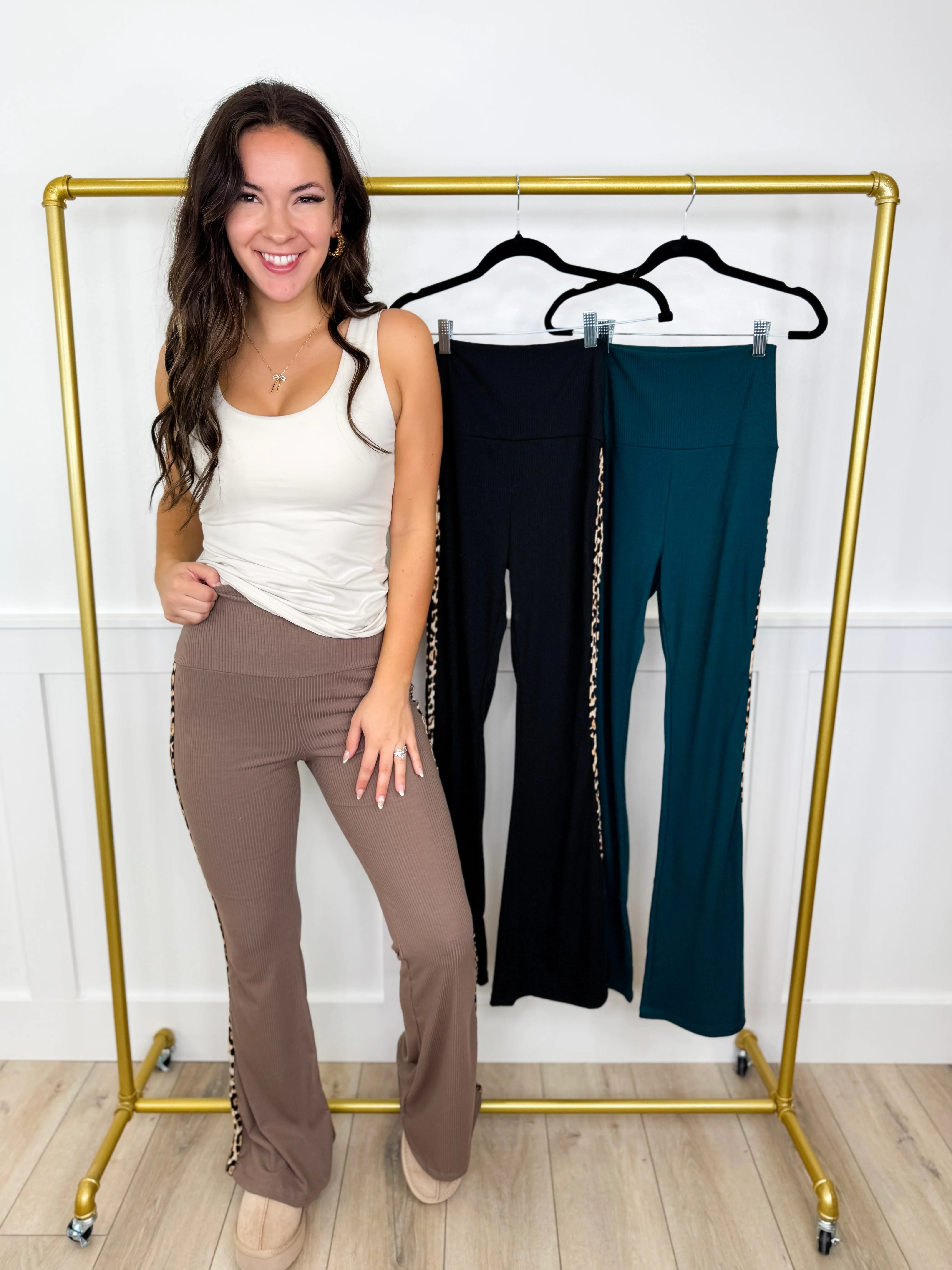 Totally Into You High-Rise Ribbed Flare Avery Mae Bottoms - 3 colors!