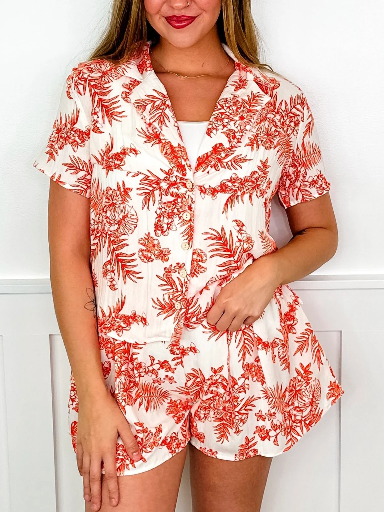 Tropical Dreamer Rayon Blend High-Rise Avery Mae Short Set - 2 colors! - Image 3