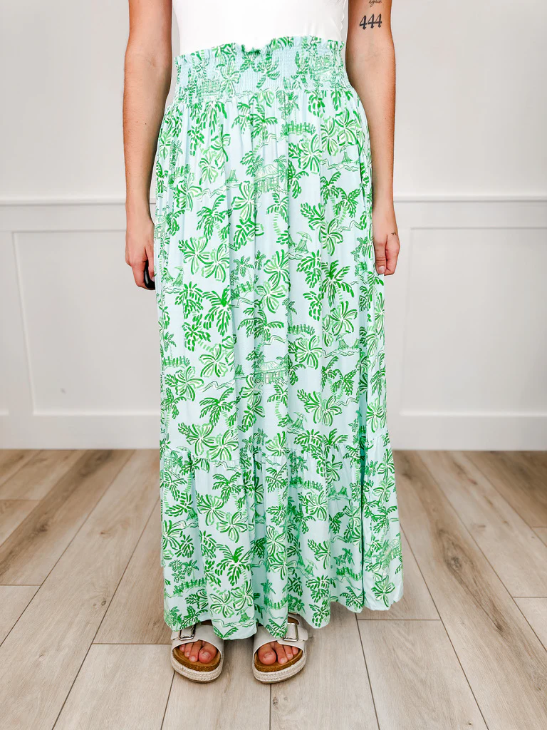 Tropical Feel Rayon Blue Avery Mae Skirt