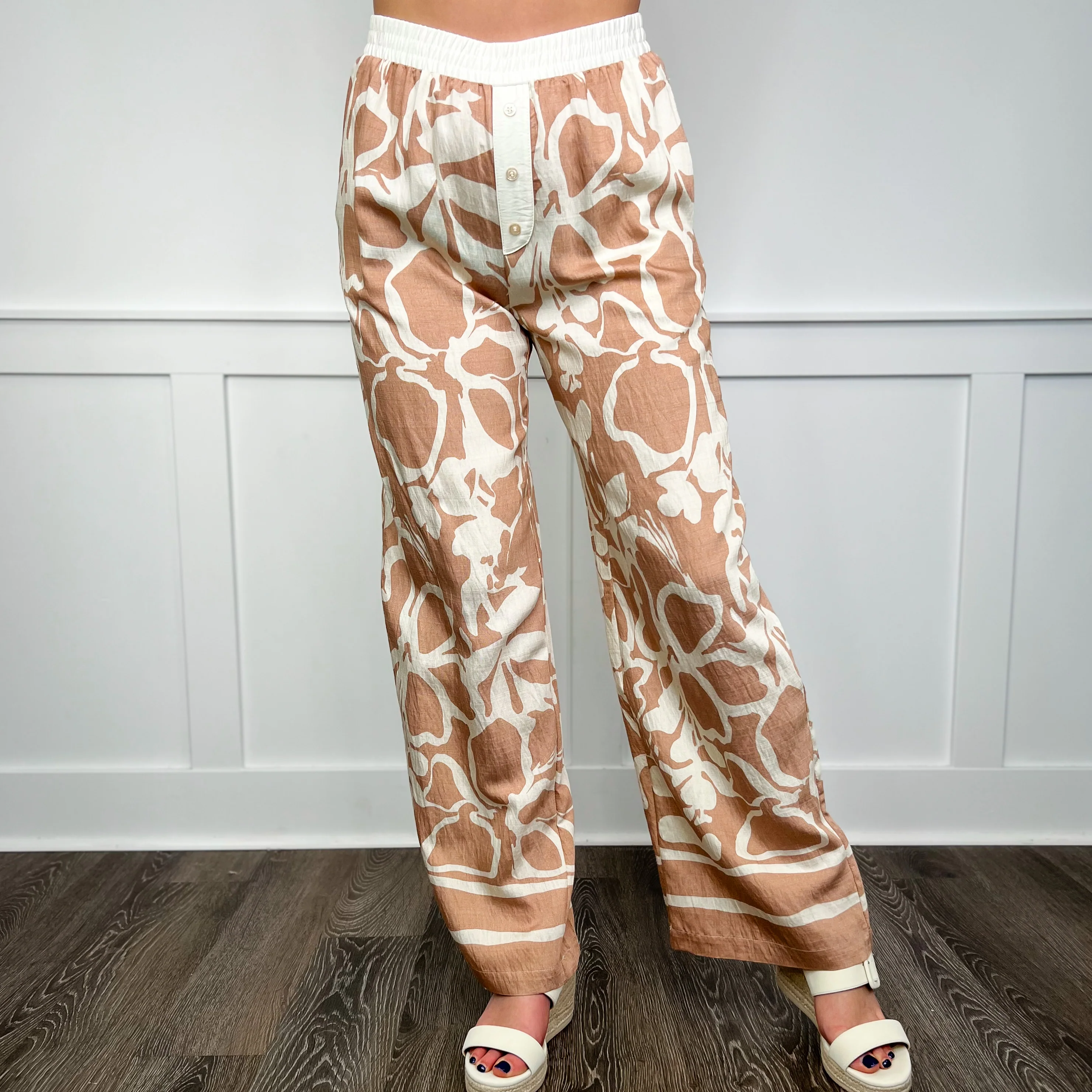 Tropical Shine High-Rise Wide Leg Cream Avery Mae Bottoms - Image 2