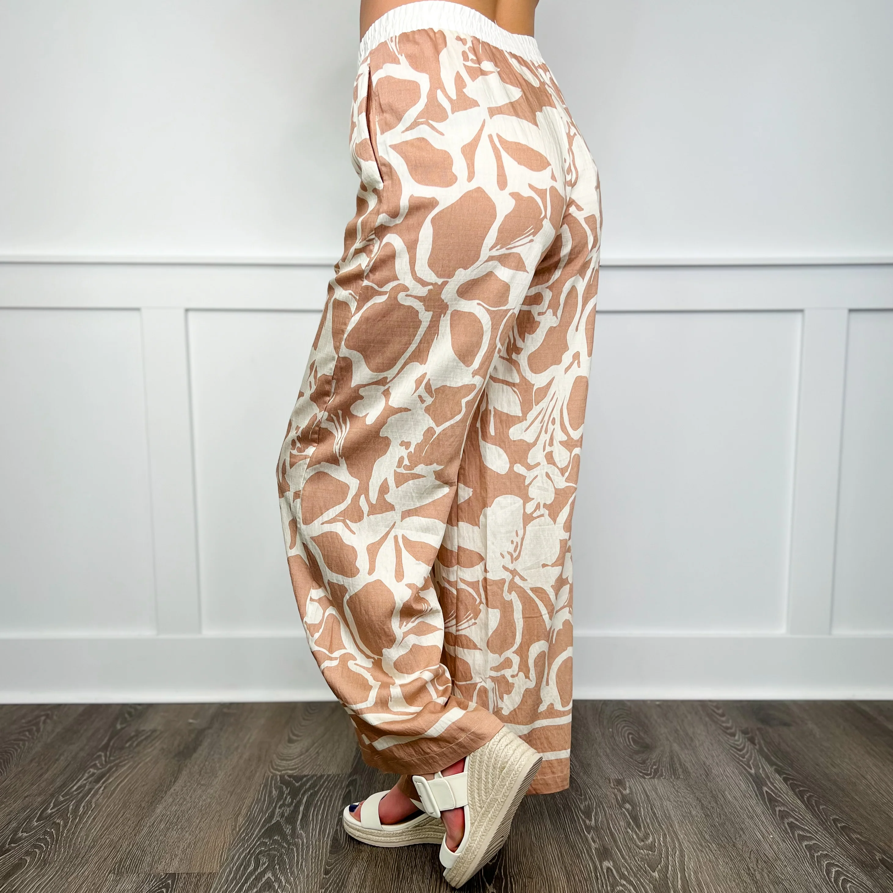 Tropical Shine High-Rise Wide Leg Cream Avery Mae Bottoms - Image 3