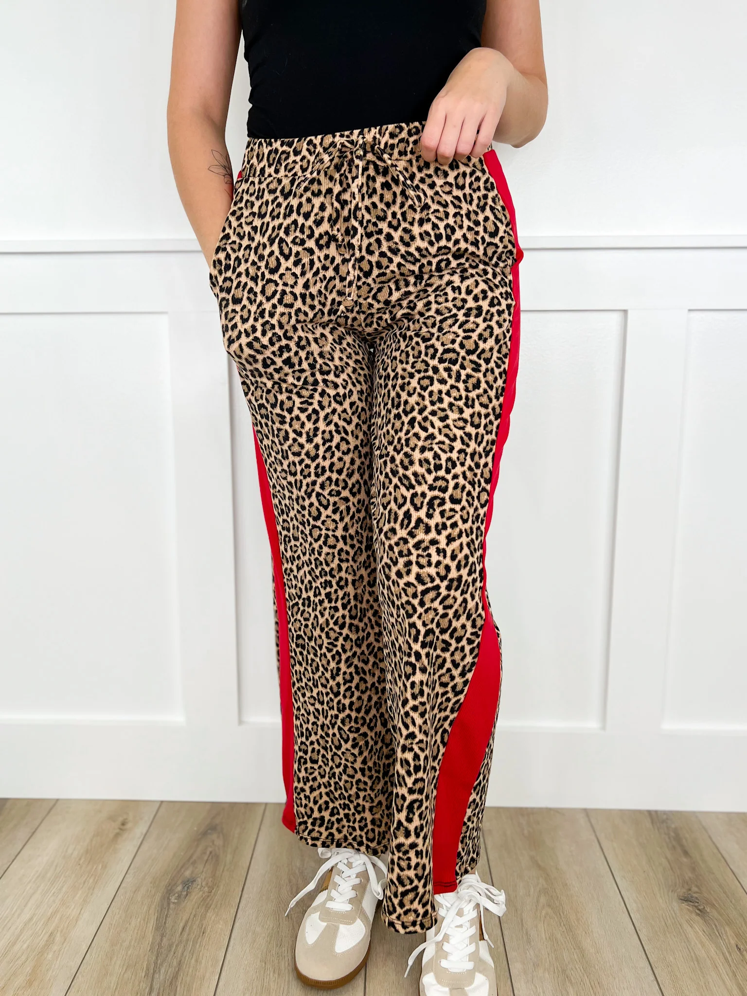 Untamed Comfort High-Rise Ribbed Wide Leg Leopard Avery Mae Bottoms - 2 colors! - Image 3