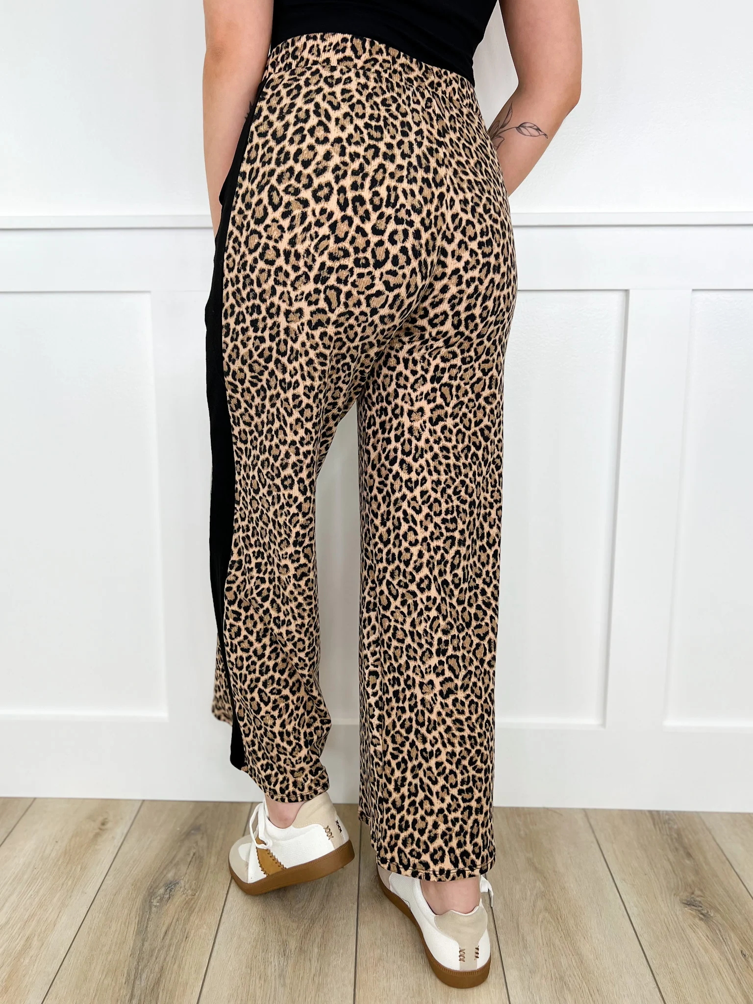 Untamed Comfort High-Rise Ribbed Wide Leg Leopard Avery Mae Bottoms - 2 colors! - Image 4