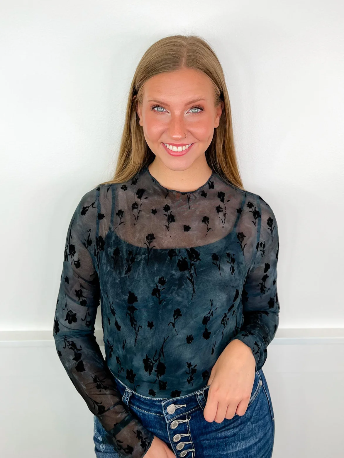 Velvet Touch Sheer Mesh Long Sleeve Avery Mae Top - 5 colors! - Image 3