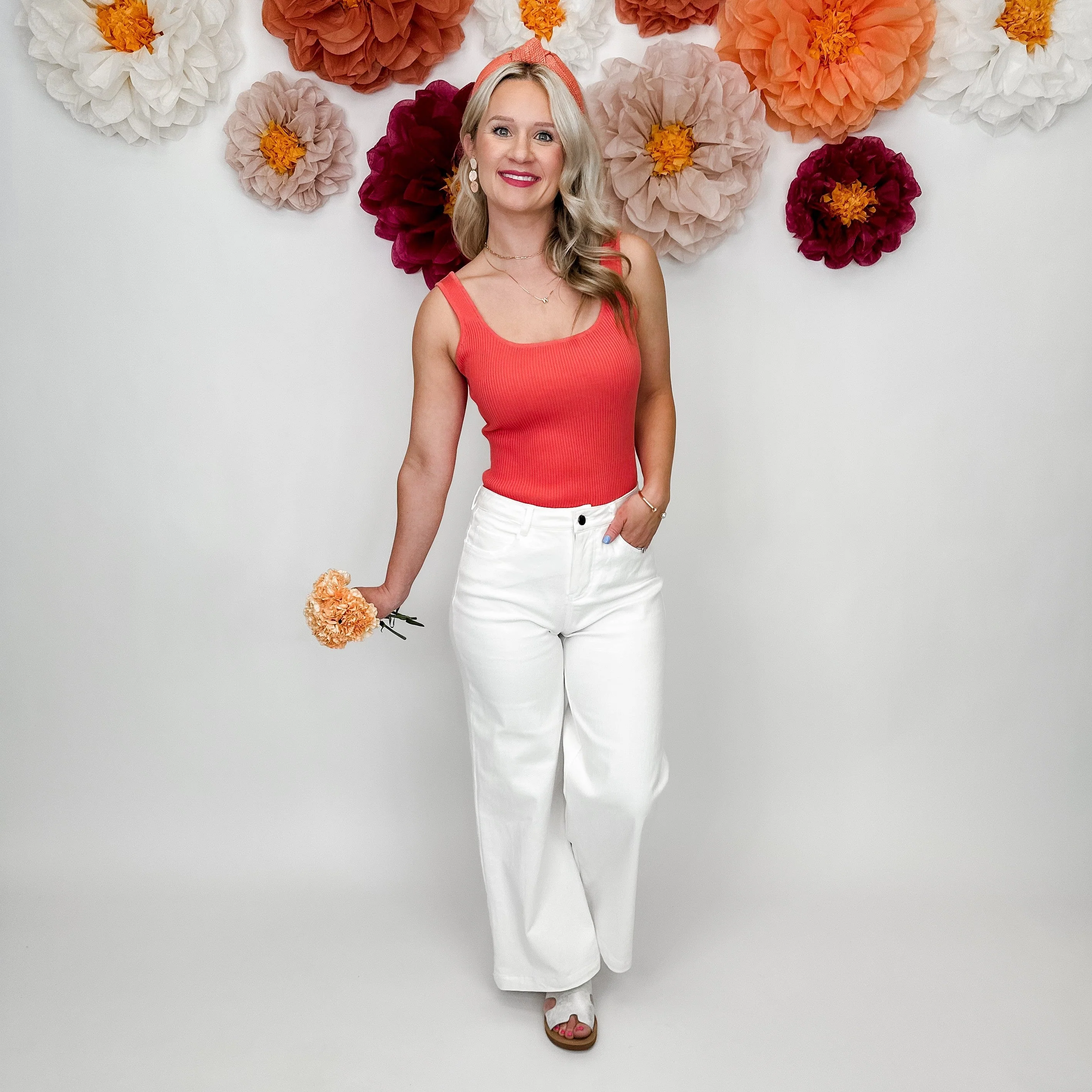 Venture Out Ribbed Coral Bodysuit Top - Image 4